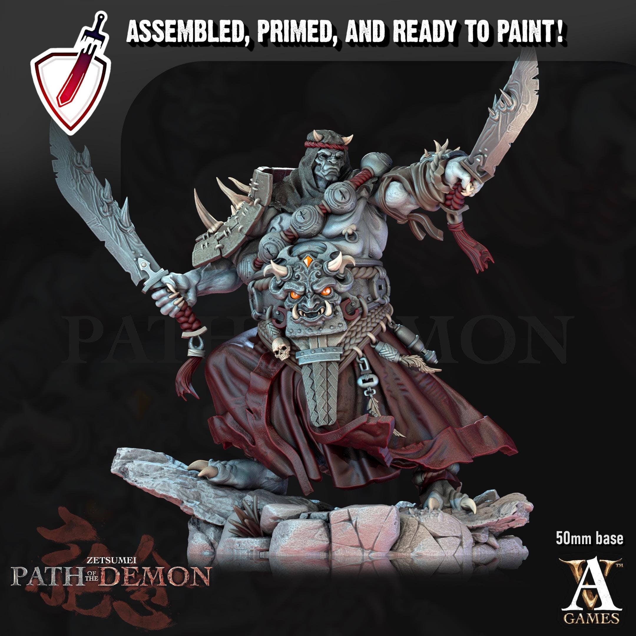 Shuten Oni | Miniatures by Archvillain Games | Resin mini for tabletop gaming, D&D, Pathfinder, and painting | Assembled and Primed