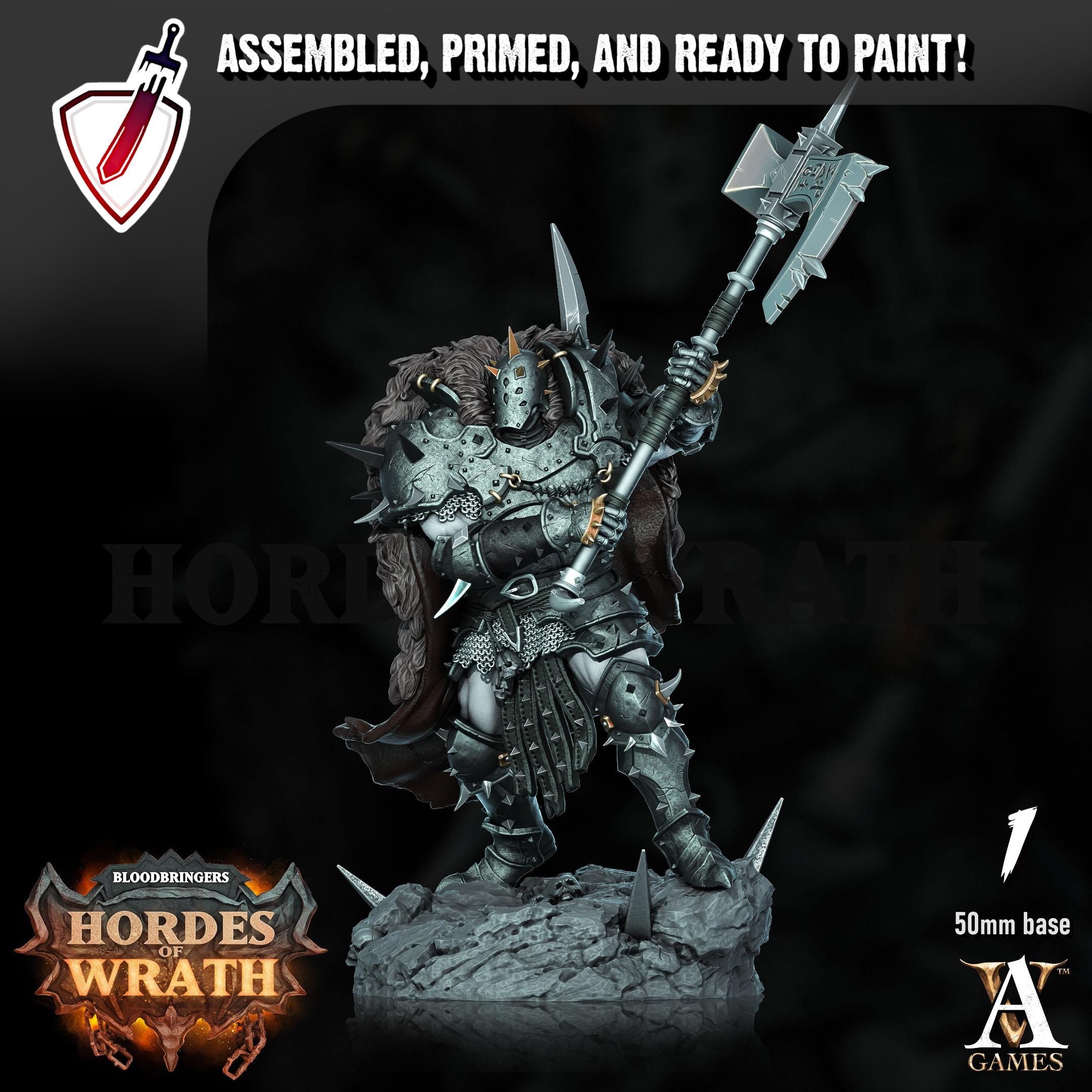 Gorkal Blessed Champions | Miniature by Archvillain Games | Resin mini for tabletop gaming, D&D, Pathfinder, painting | Assembled and Primed