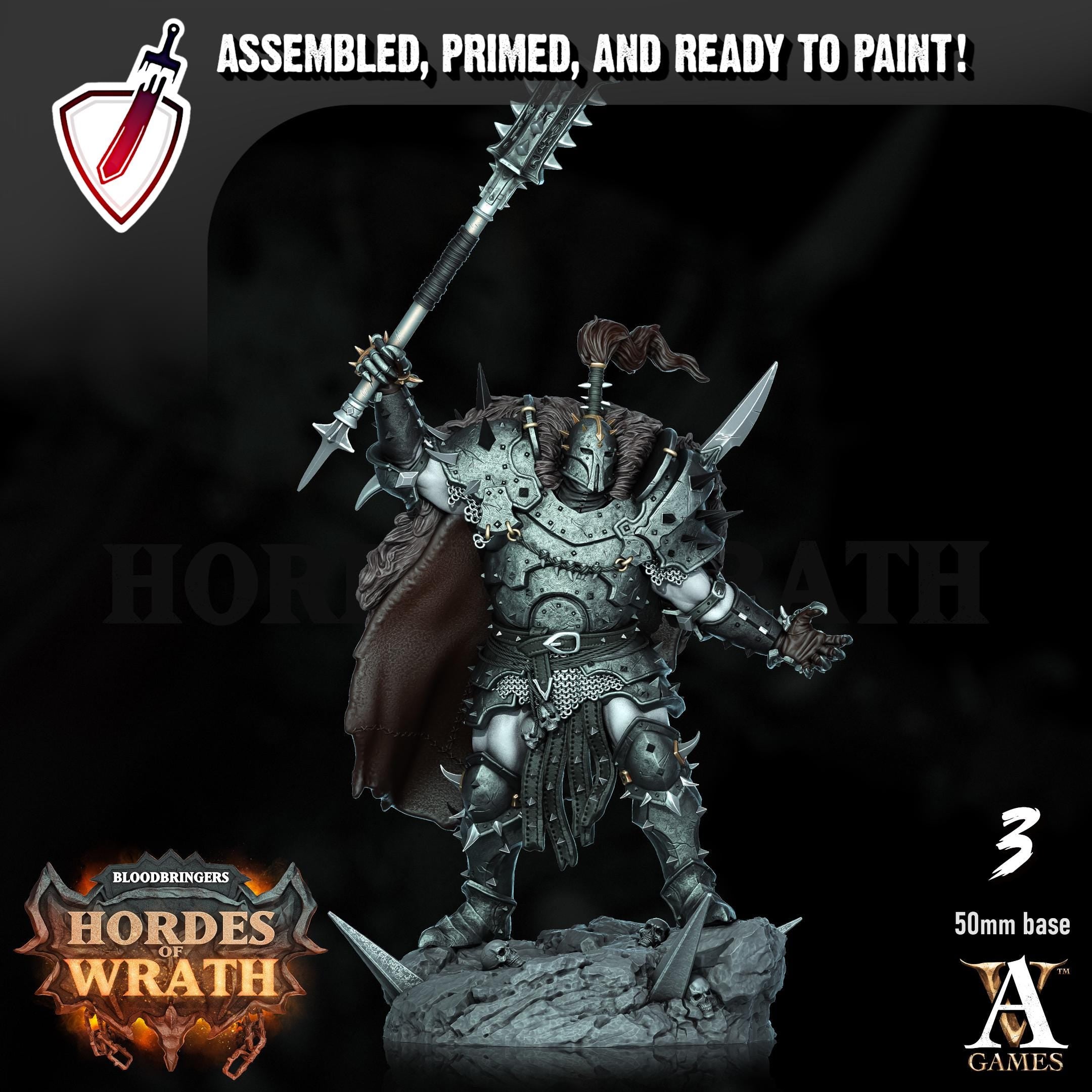 Gorkal Blessed Champions | Miniature by Archvillain Games | Resin mini for tabletop gaming, D&D, Pathfinder, painting | Assembled and Primed