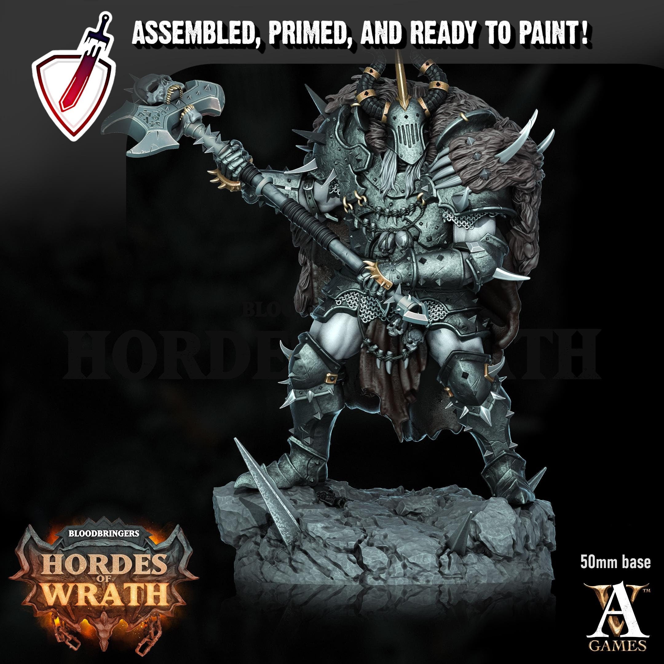 Gorkal Blessed Champions | Miniature by Archvillain Games | Resin mini for tabletop gaming, D&D, Pathfinder, painting | Assembled and Primed