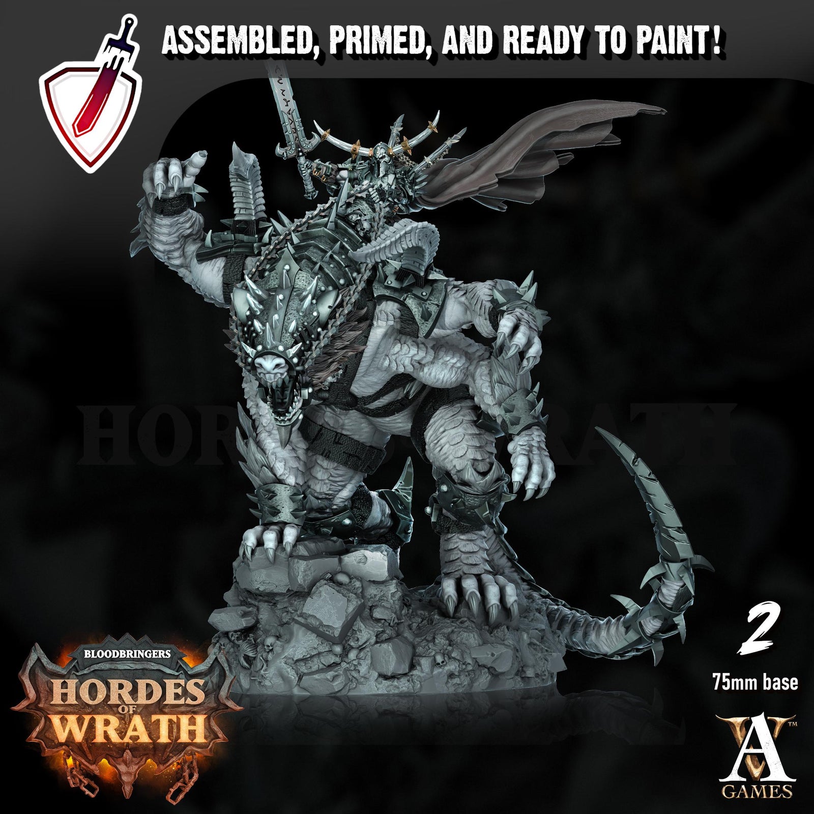 Grumlak Riders | (Large) Miniatures by Archvillain Games | Resin mini for tabletop gaming, D&D, Pathfinder, painting | Assembled and Primed