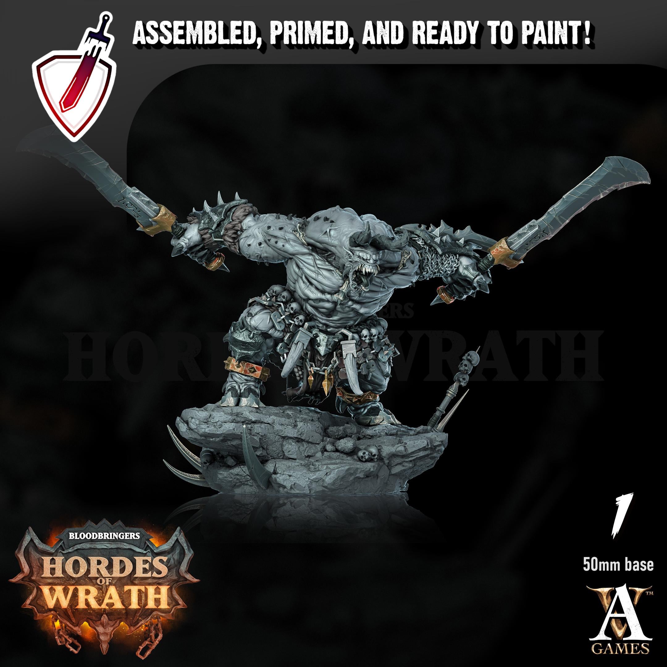Wrathogar | Miniatures by Archvillain Games | Resin mini for tabletop gaming, D&D, Pathfinder, painting | Assembled and Primed