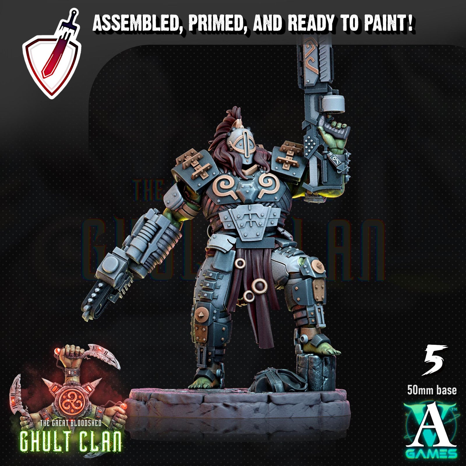 Ghult Gallowglass | Miniatures by Archvillain Games | Resin Mini for Tabletop Gaming, D&D, Wargaming, Painting | Assembled and Primed