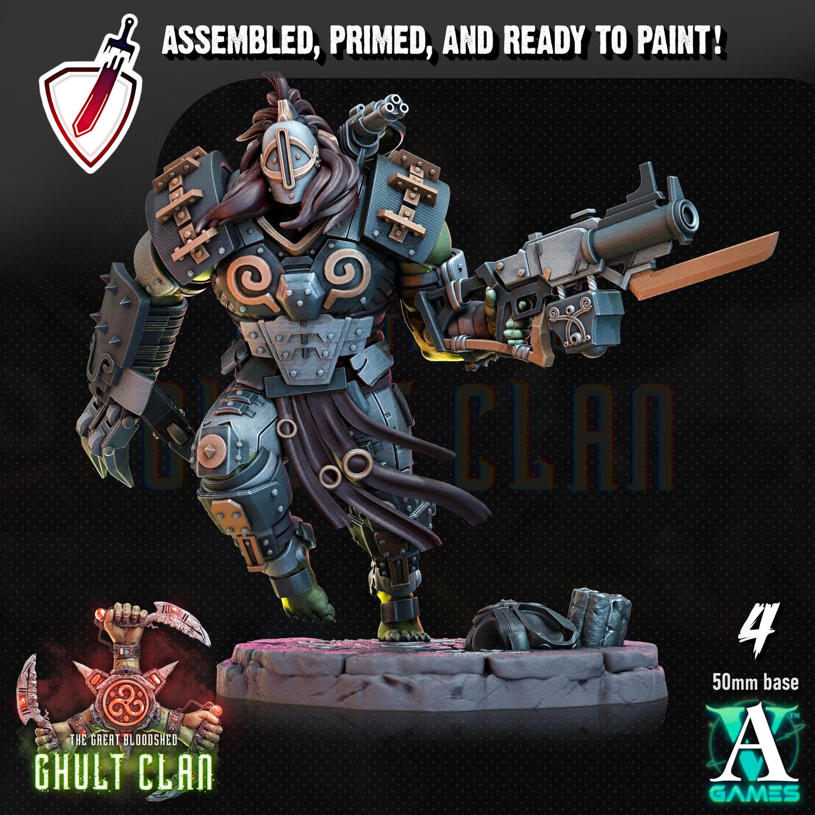 Ghult Gallowglass | Miniatures by Archvillain Games | Resin Mini for Tabletop Gaming, D&D, Wargaming, Painting | Assembled and Primed