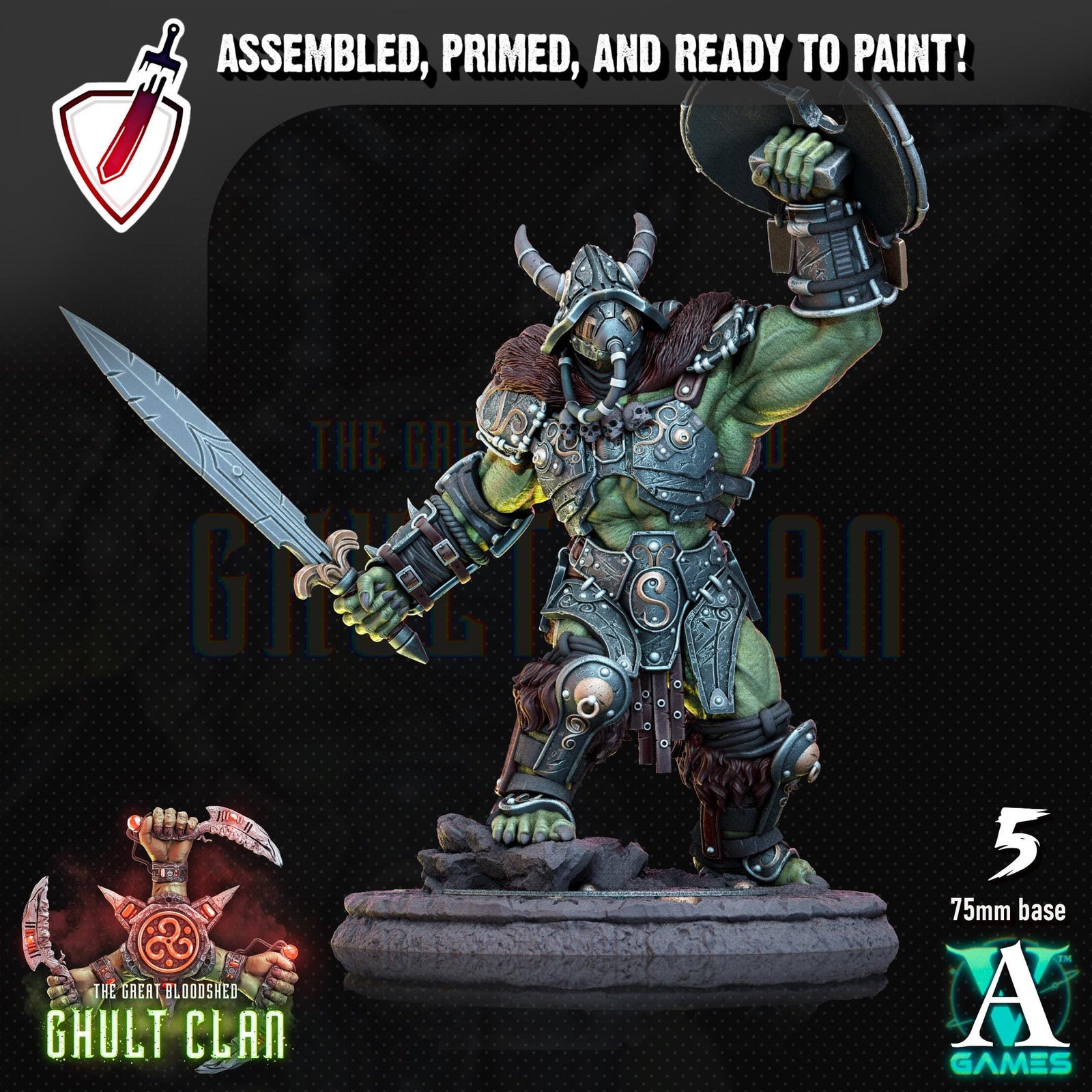 Ghult Varrak | (Large) Miniatures by Archvillain Games | Resin Mini for Tabletop Gaming, D&D, Wargaming, Painting | Assembled and Primed