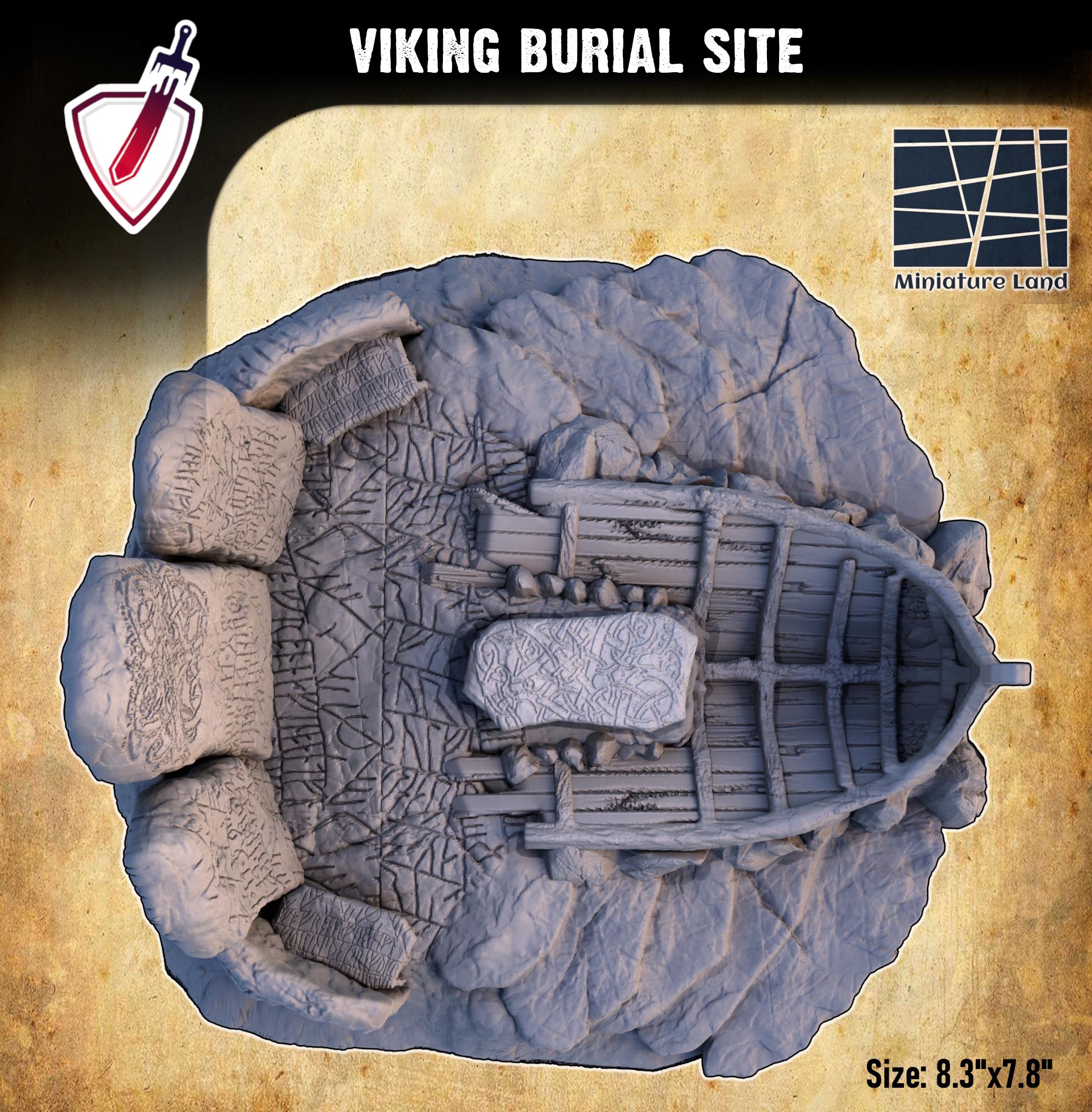 Viking Burial Site | By Miniature Land | 28mm or 32mm Viking Terrain | Great for Any Tabletop RPG!