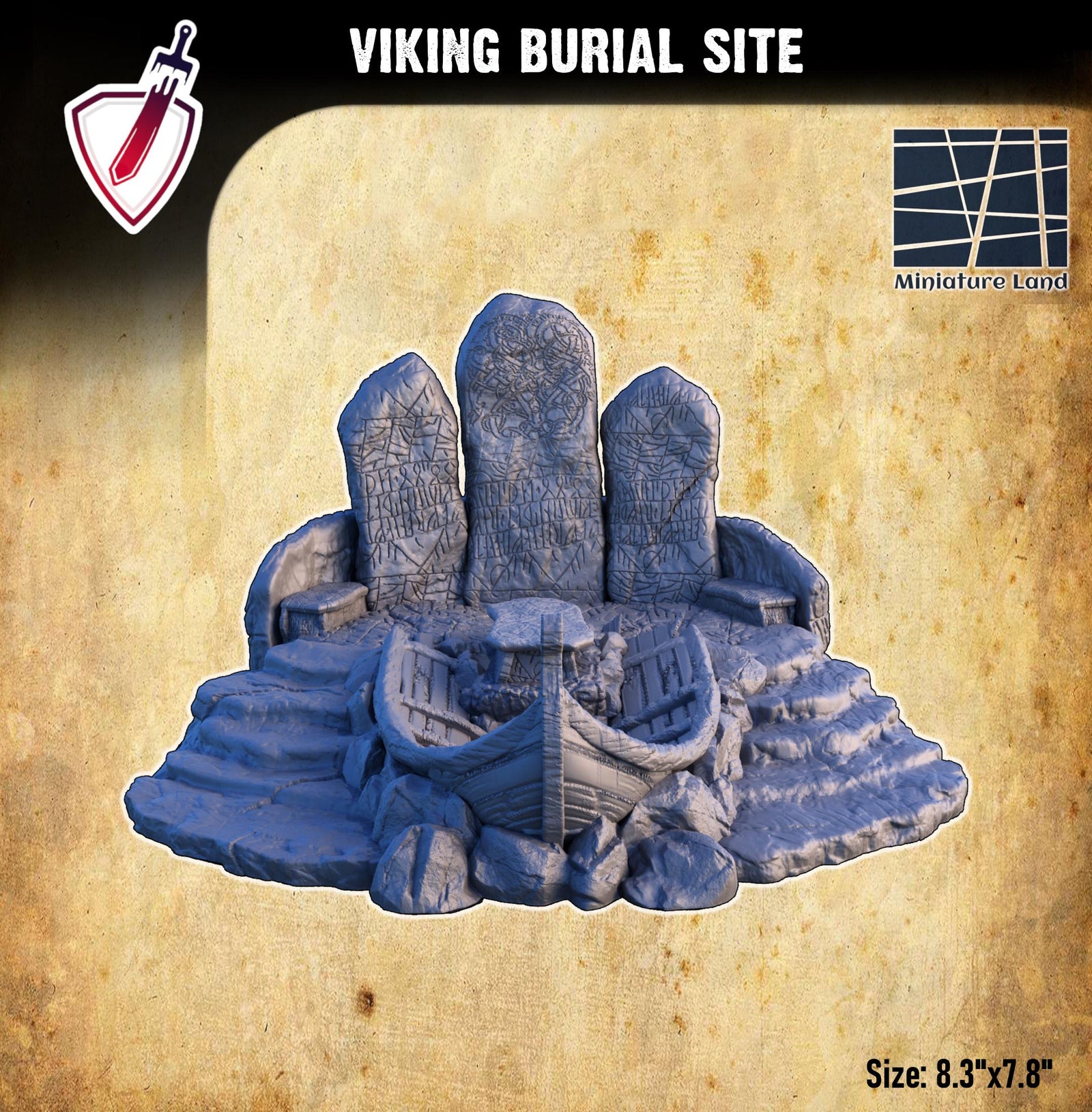 Viking Burial Site | By Miniature Land | 28mm or 32mm Viking Terrain | Great for Any Tabletop RPG!