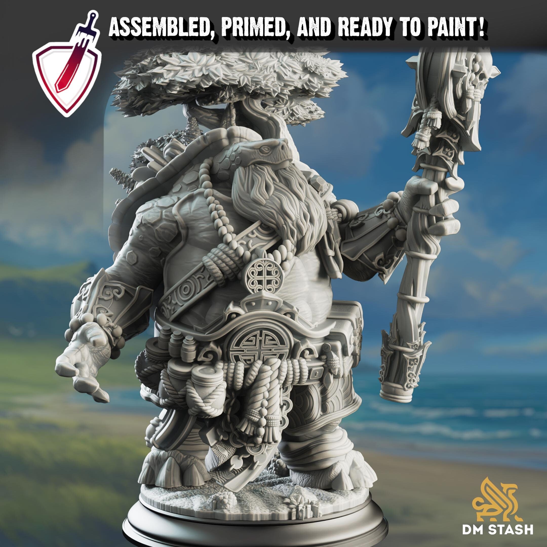 Tortle Wiseman Wizard | Miniature by DM Stash | Resin Mini For Tabletop Gaming, D&D, Pathfinder, and Painting | Assembled and Primed