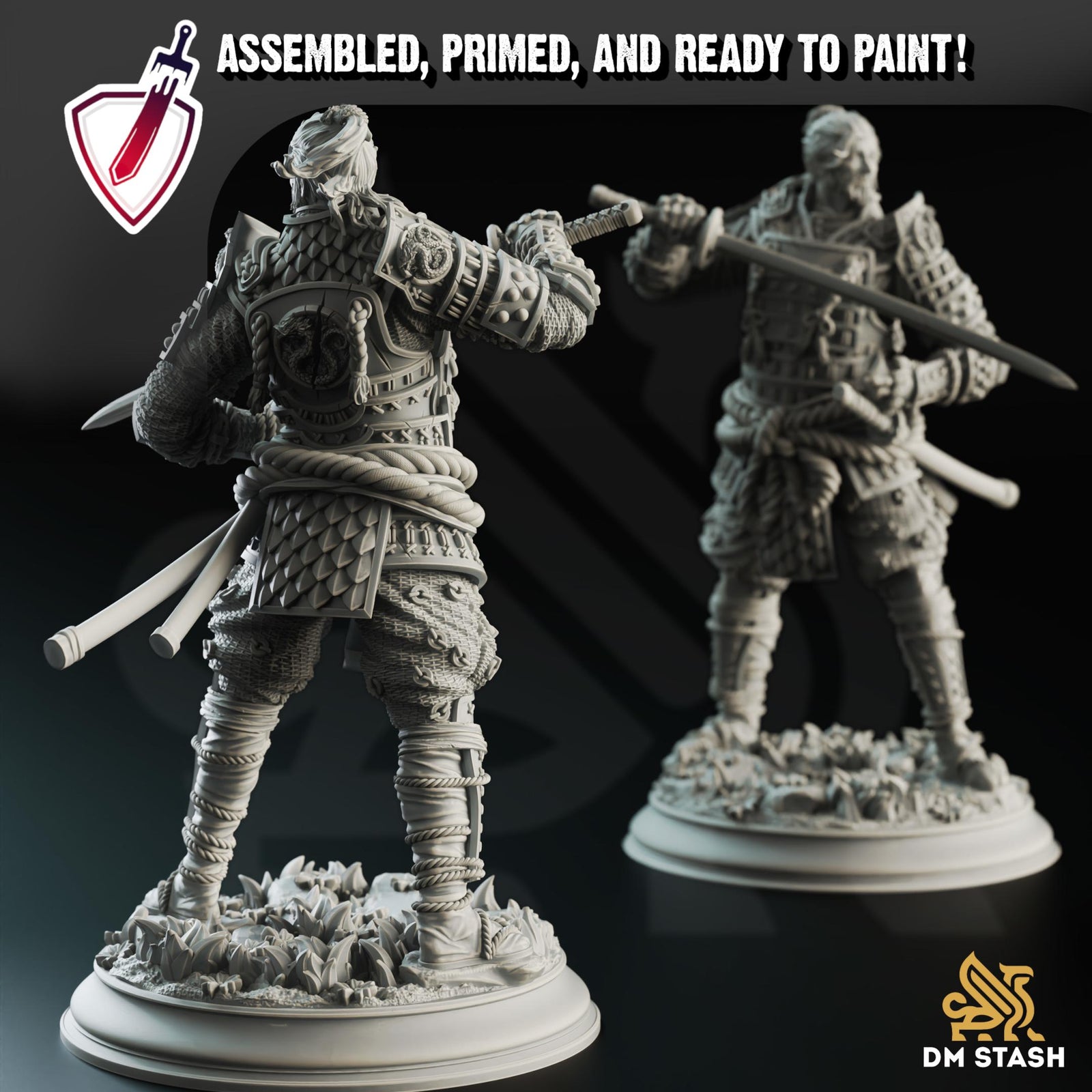 Wandering Samurai - Saburo Ryu | Miniature by DM Stash | Resin Mini For Tabletop Gaming, D&D, Pathfinder, Painting | Assembled and Primed