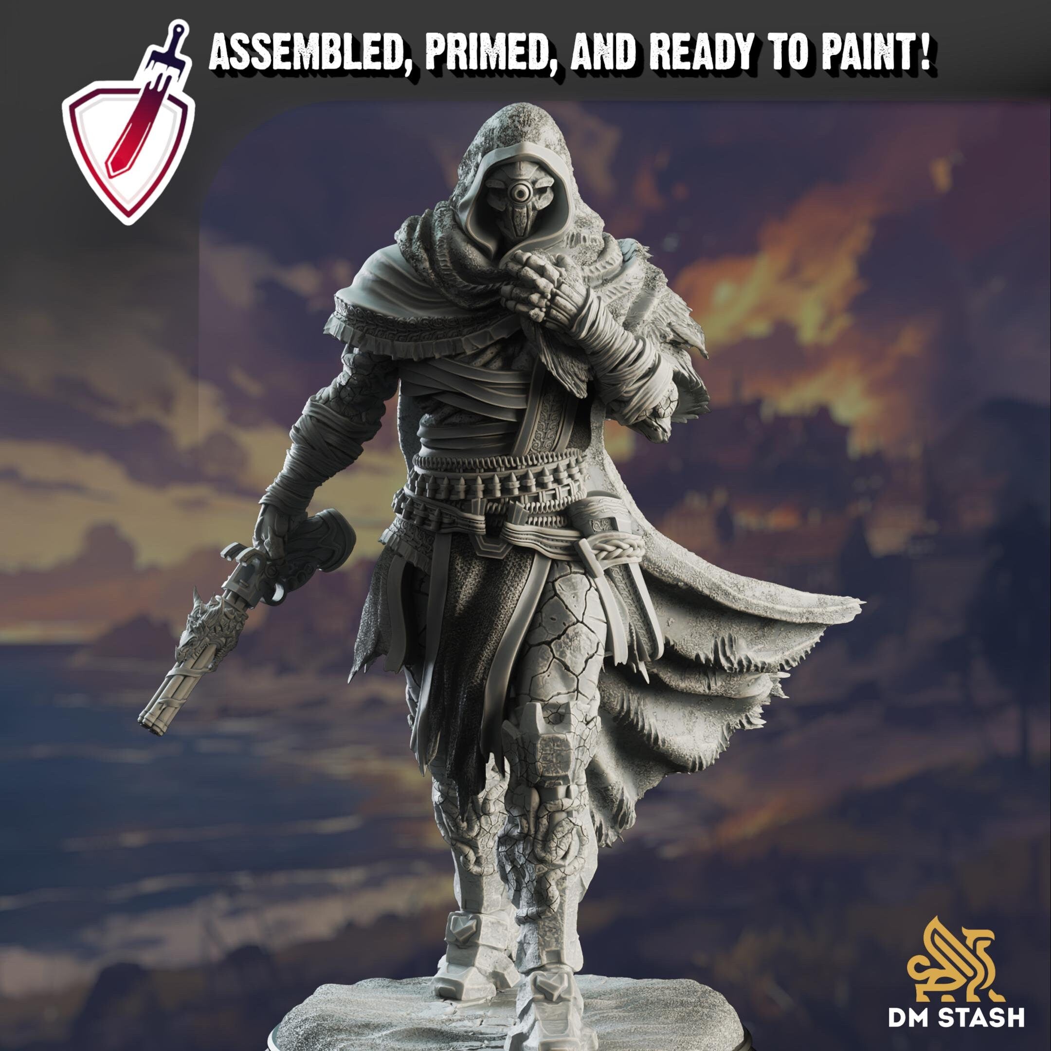 Warforged Gunslinger - Big Iron | Miniature by DM Stash | Resin Mini For Tabletop Gaming, D&D, Pathfinder, Painting | Assembled and Primed