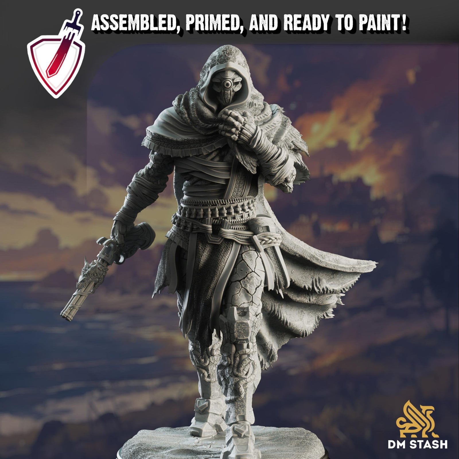 Warforged Gunslinger - Big Iron | Miniature by DM Stash | Resin Mini For Tabletop Gaming, D&D, Pathfinder, Painting | Assembled and Primed