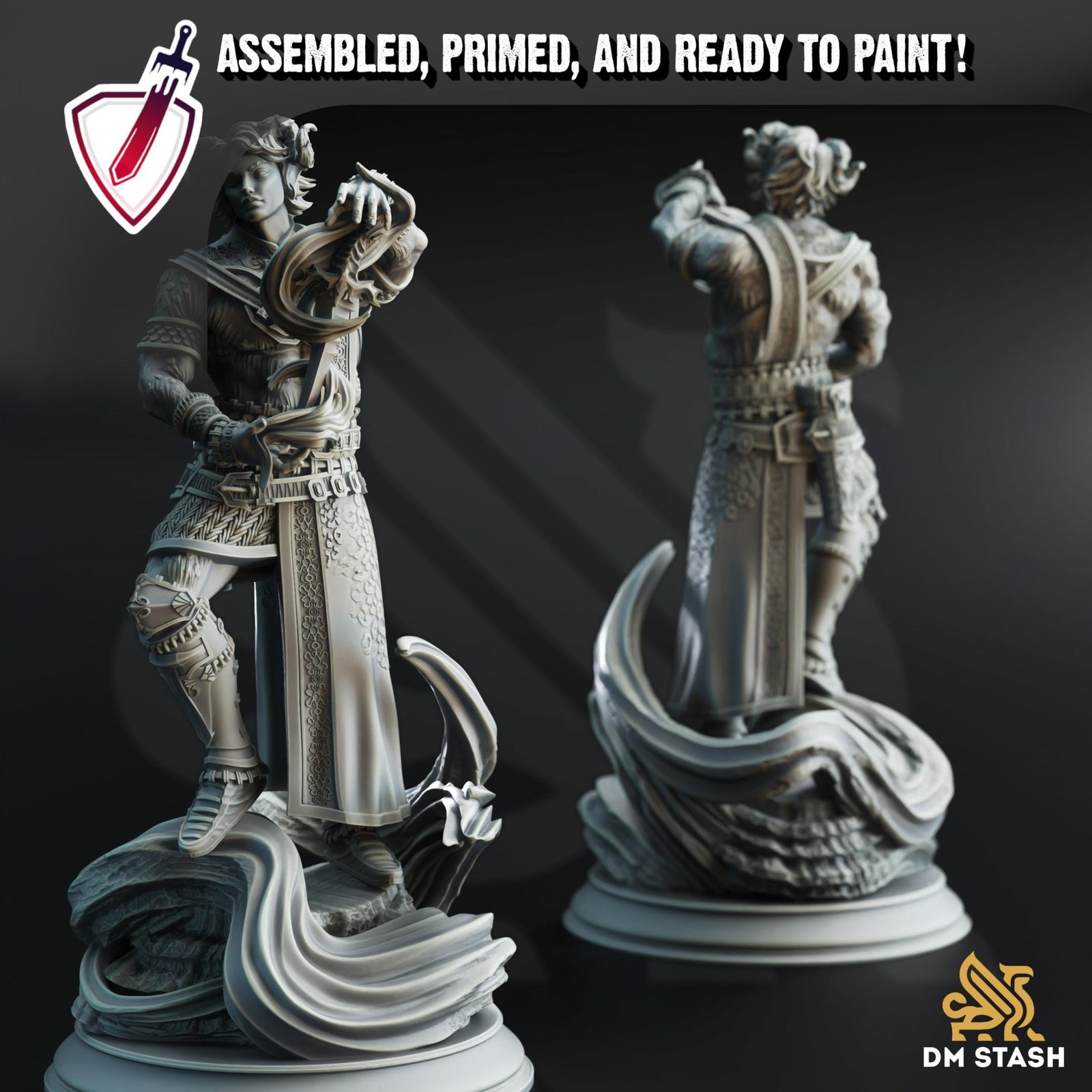Tiefling Warlock - Heron | Miniature by DM Stash | Resin Mini For Tabletop Gaming, D&D, Pathfinder, and Painting | Assembled and Primed