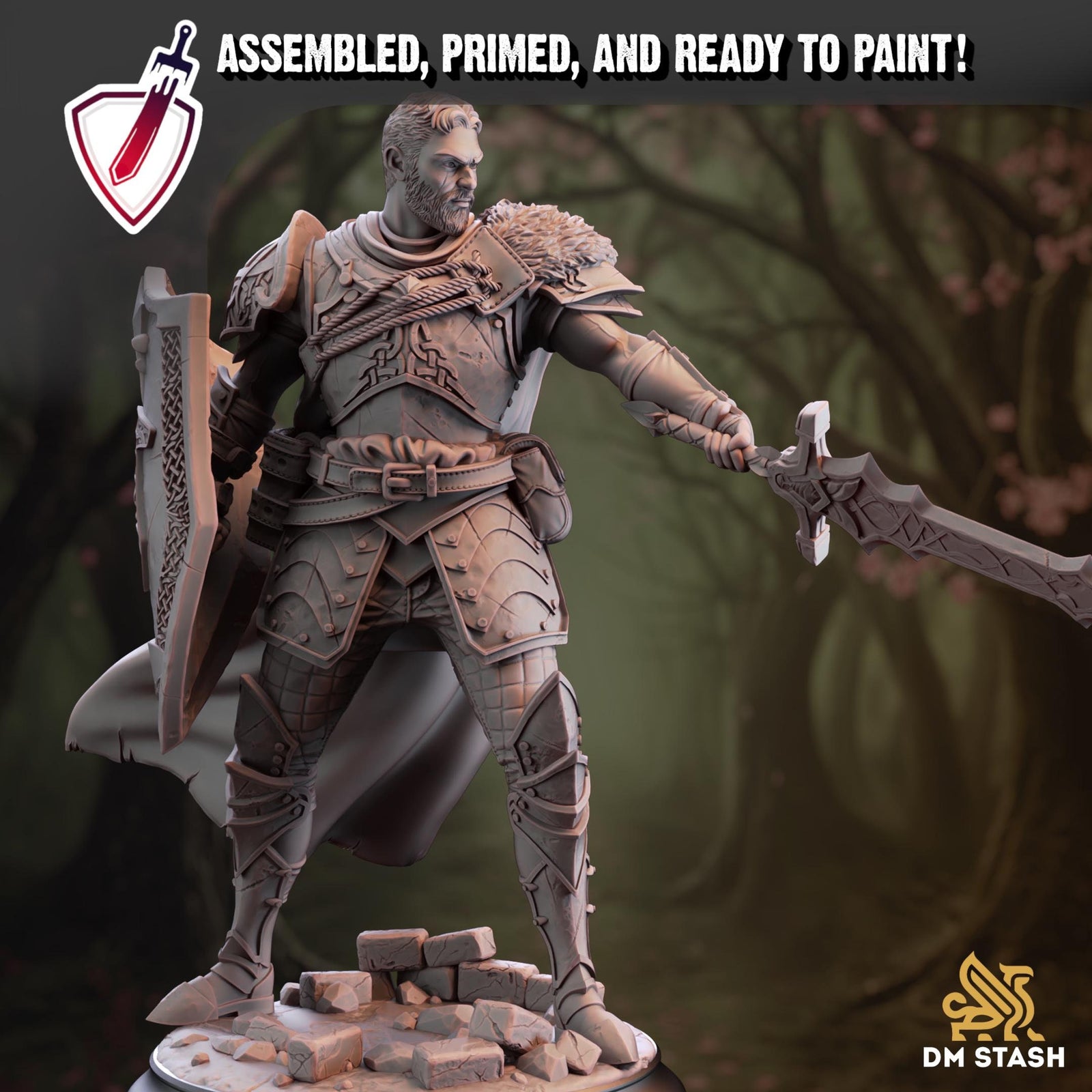 Nordic Nature Paladin - Lizarin | Miniature by DM Stash | Resin Mini For Tabletop Gaming, D&D, Pathfinder, Painting | Assembled and Primed