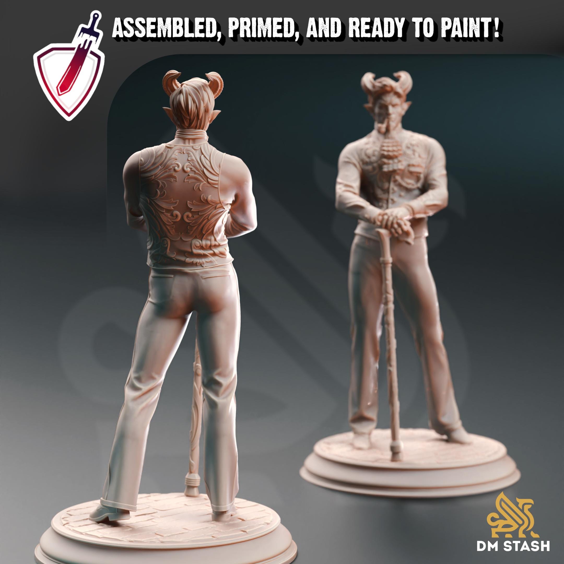 Tiefling Crimelord - Xarvir | Miniature by DM Stash | Resin Mini For Tabletop Gaming, D&D, Pathfinder, Painting | Assembled and Primed