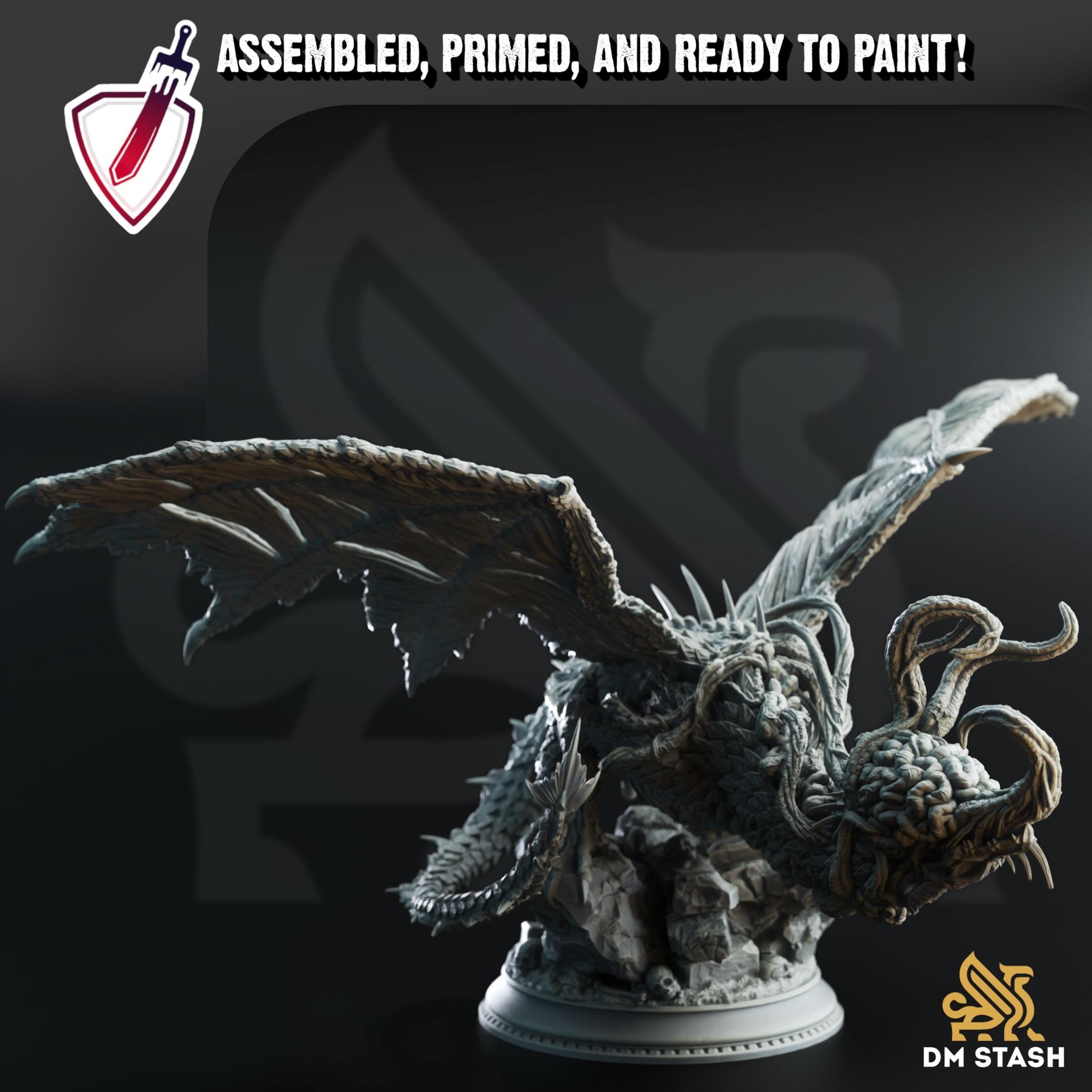 Eldritch Flayed Dragon - Midorius | Miniature by DM Stash | Resin Mini For Tabletop Gaming, D&D, Pathfinder, Painting | Assembled and Primed