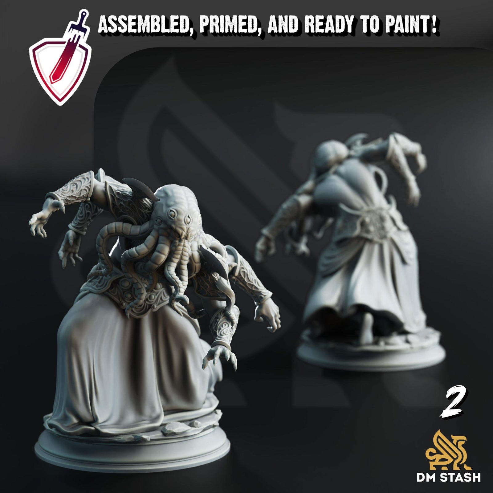 Ascended Mind Flayers | Miniatures by DM Stash | Resin Mini For Tabletop Gaming, D&D, Pathfinder, and Painting | Assembled and Primed