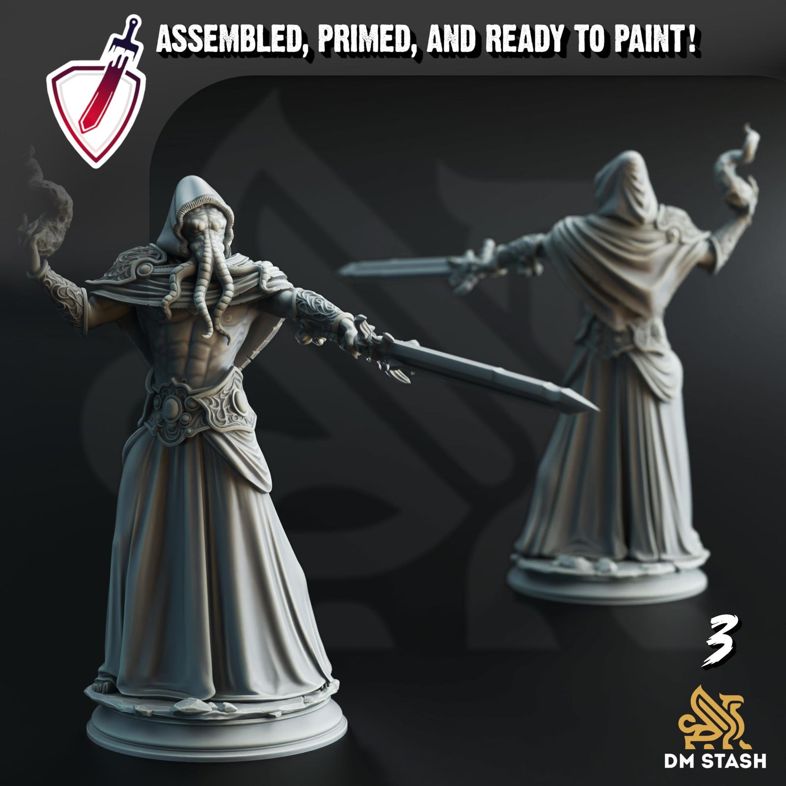 Ascended Mind Flayers | Miniatures by DM Stash | Resin Mini For Tabletop Gaming, D&D, Pathfinder, and Painting | Assembled and Primed
