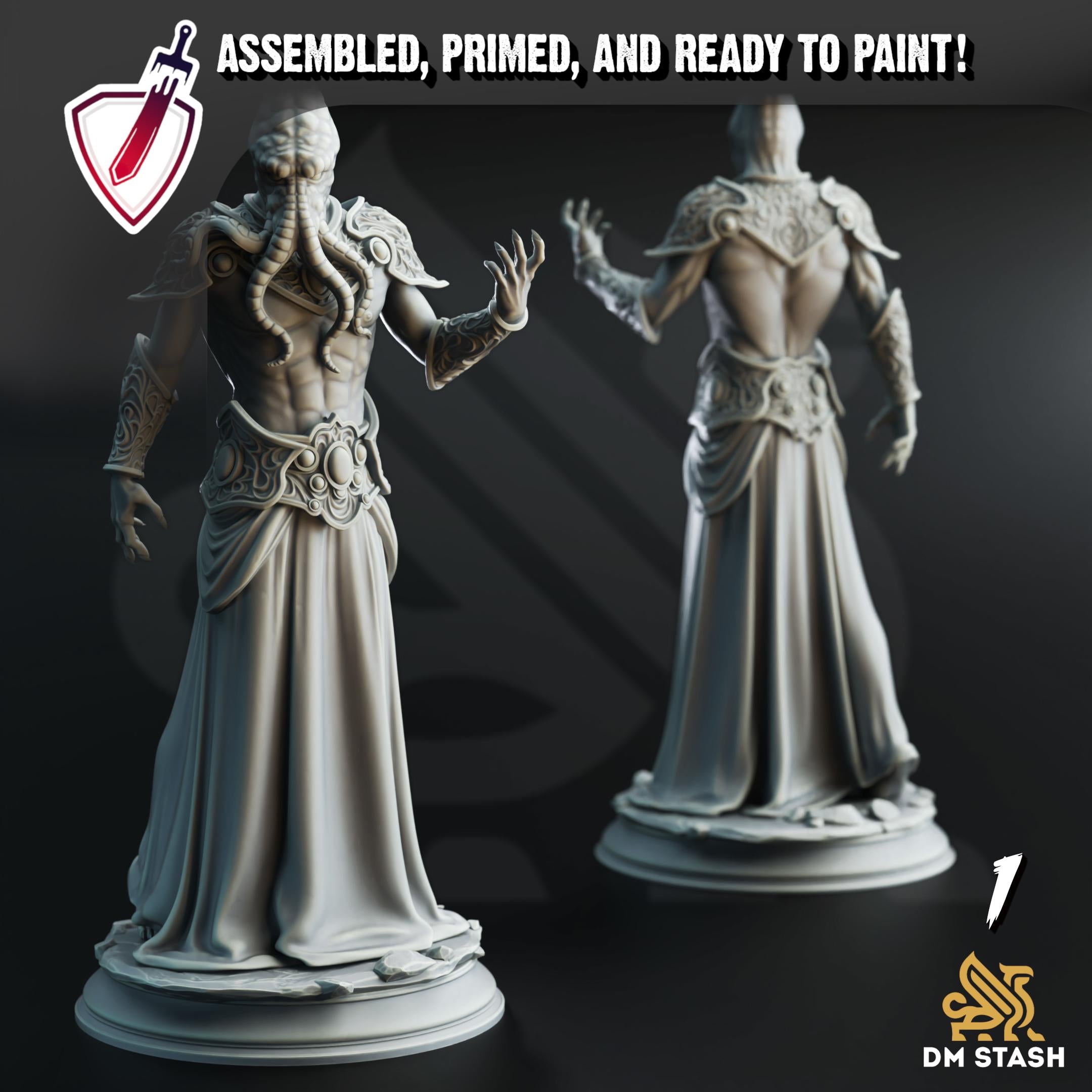 Ascended Mind Flayers | Miniatures by DM Stash | Resin Mini For Tabletop Gaming, D&D, Pathfinder, and Painting | Assembled and Primed