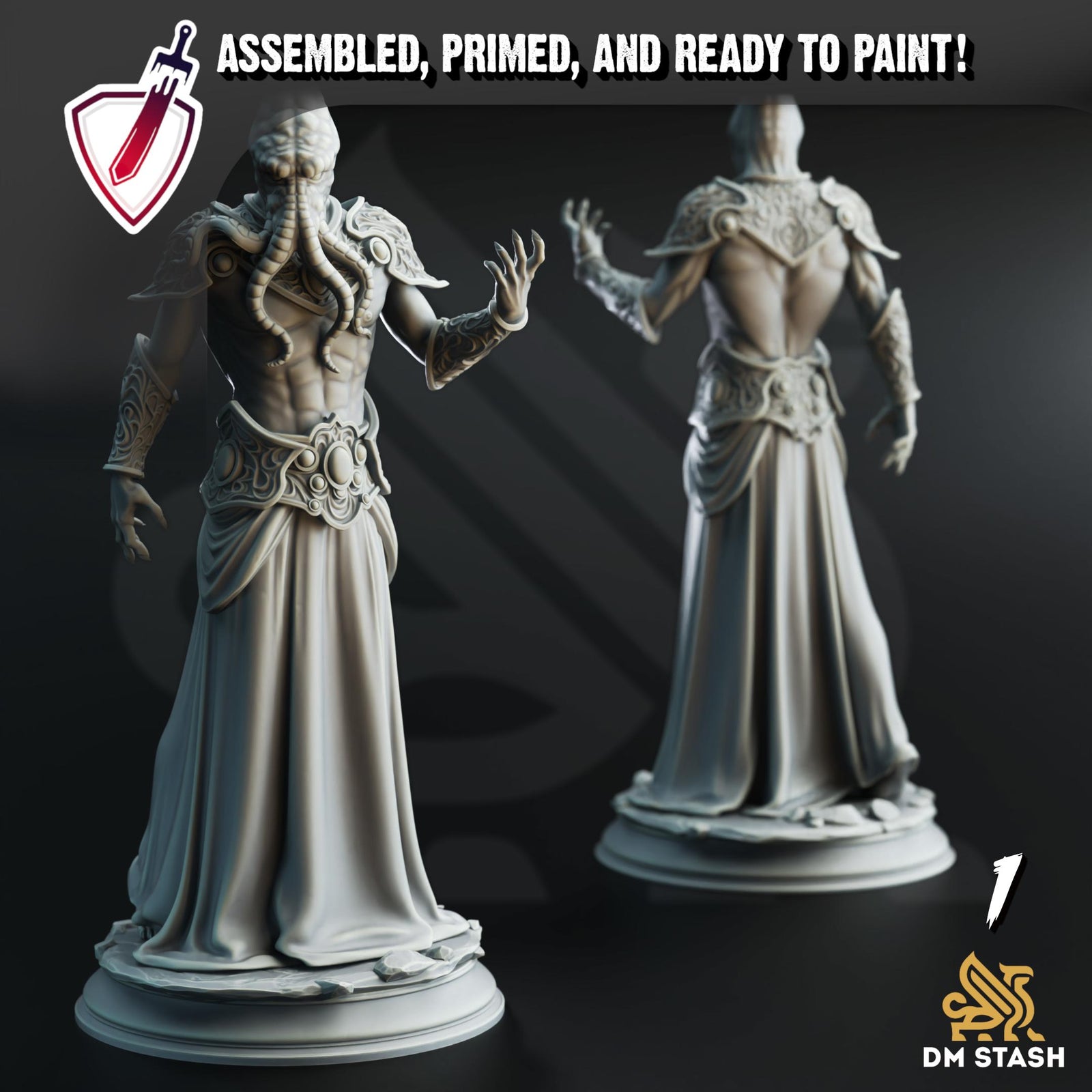 Ascended Mind Flayers | Miniatures by DM Stash | Resin Mini For Tabletop Gaming, D&D, Pathfinder, and Painting | Assembled and Primed