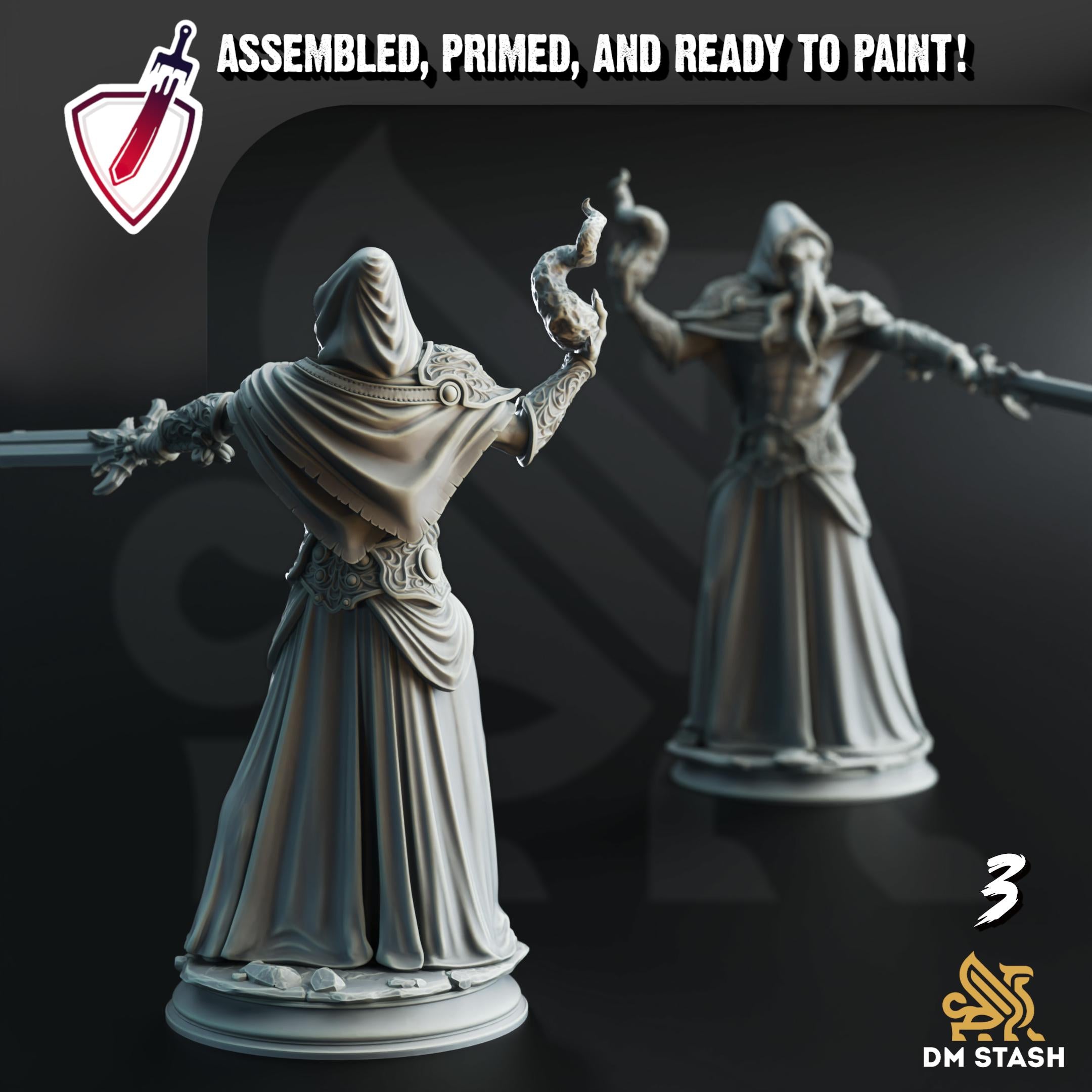 Ascended Mind Flayers | Miniatures by DM Stash | Resin Mini For Tabletop Gaming, D&D, Pathfinder, and Painting | Assembled and Primed