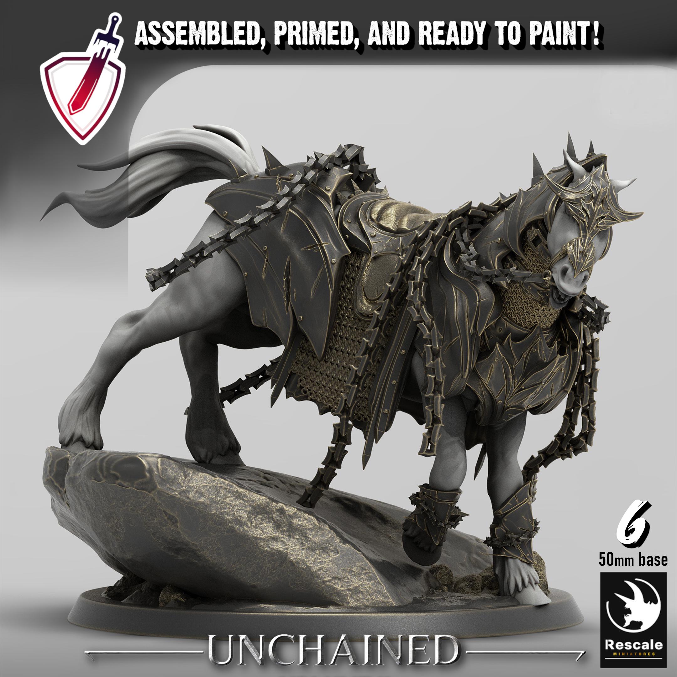 Unchained Horses | By Rescale Miniatures | Resin Mini for Tabletop Wargames, RPGs, and Painting | Assembled and Primed