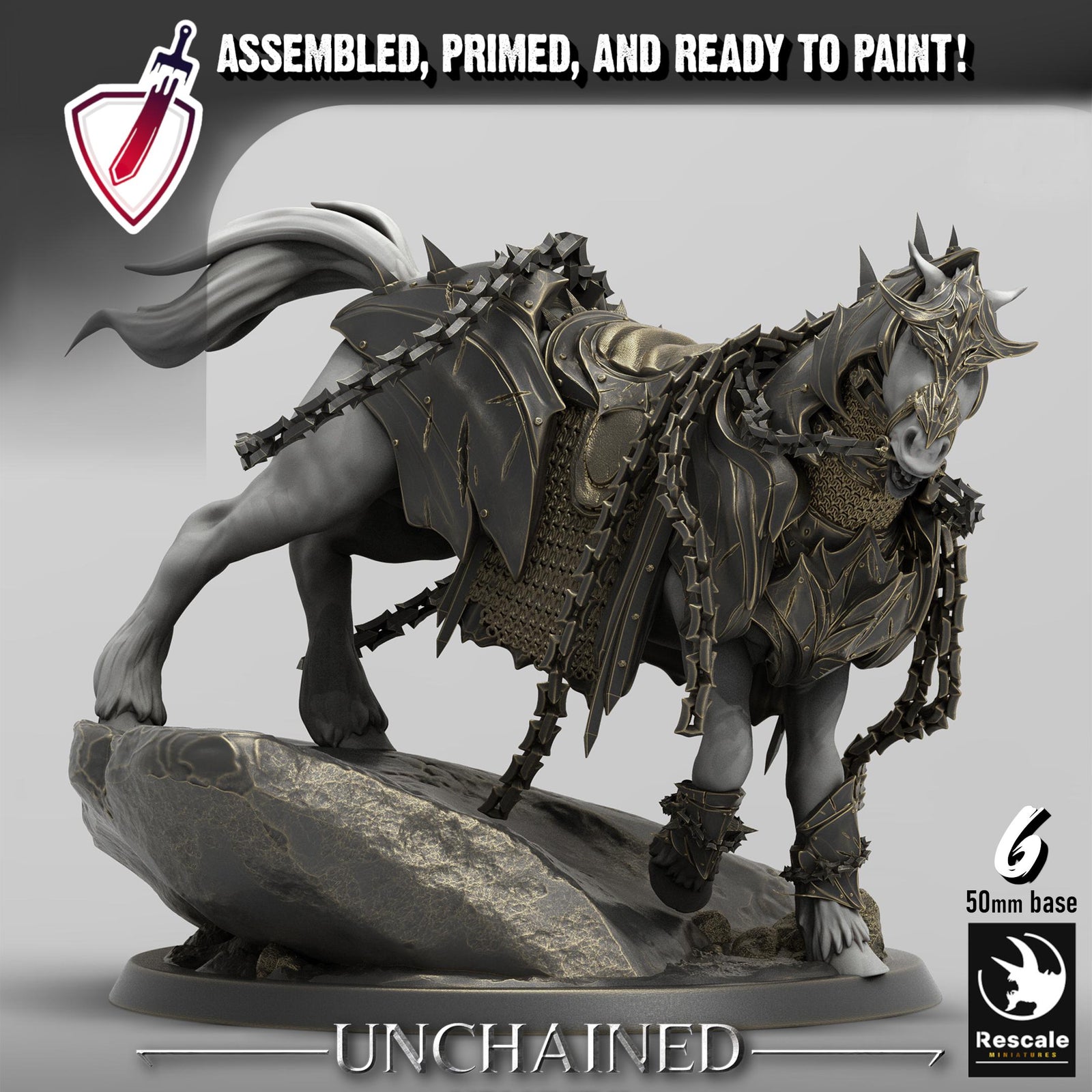Unchained Horses | By Rescale Miniatures | Resin Mini for Tabletop Wargames, RPGs, and Painting | Assembled and Primed