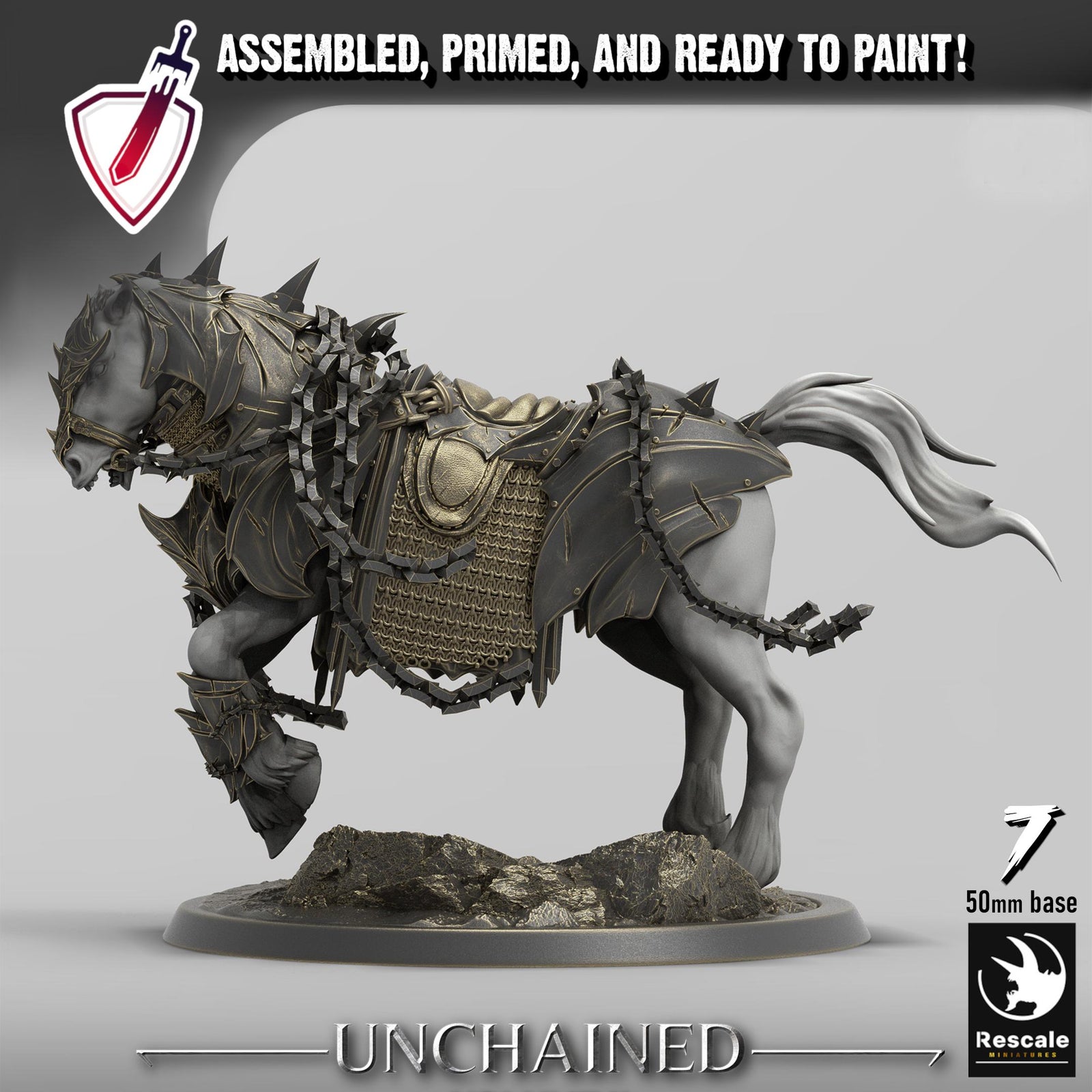 Unchained Horses | By Rescale Miniatures | Resin Mini for Tabletop Wargames, RPGs, and Painting | Assembled and Primed