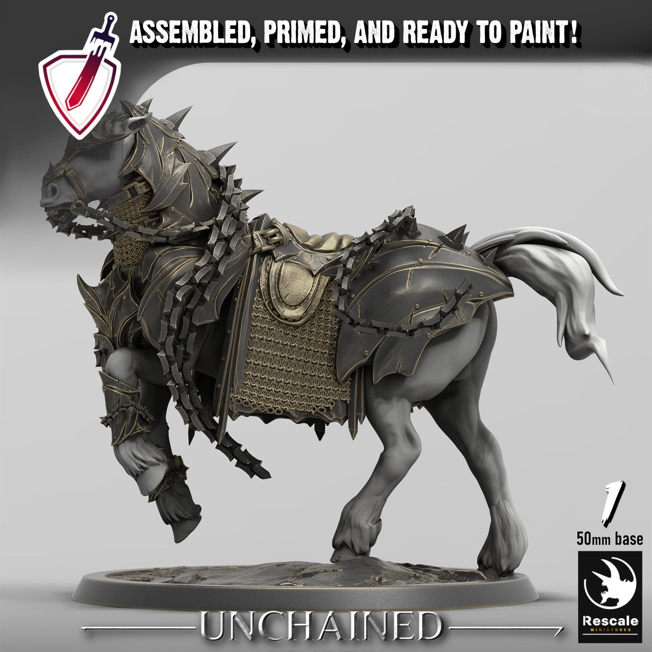 Unchained Horses | By Rescale Miniatures | Resin Mini for Tabletop Wargames, RPGs, and Painting | Assembled and Primed