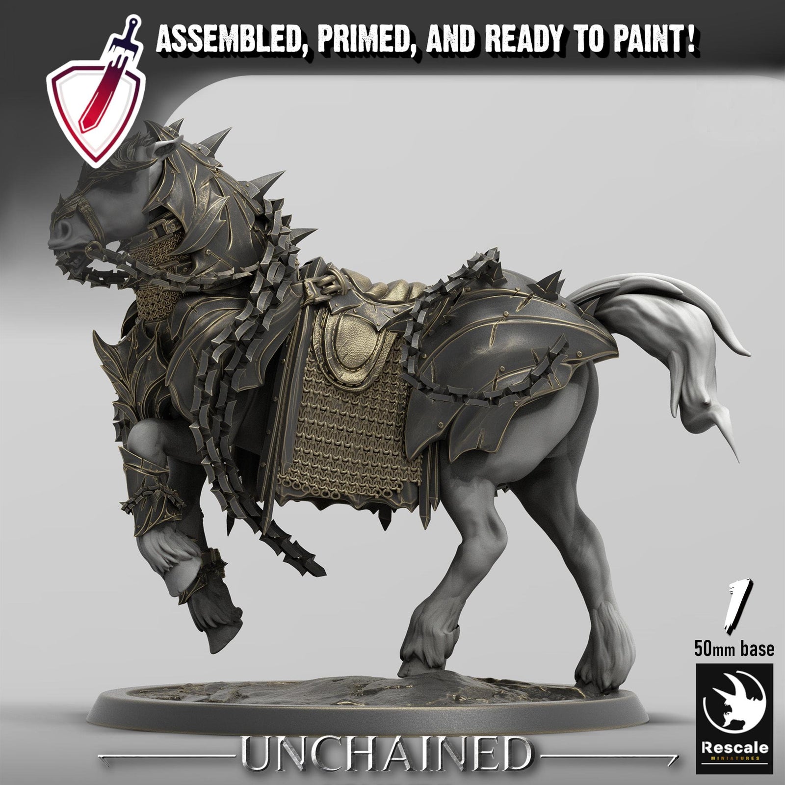 Unchained Horses | By Rescale Miniatures | Resin Mini for Tabletop Wargames, RPGs, and Painting | Assembled and Primed