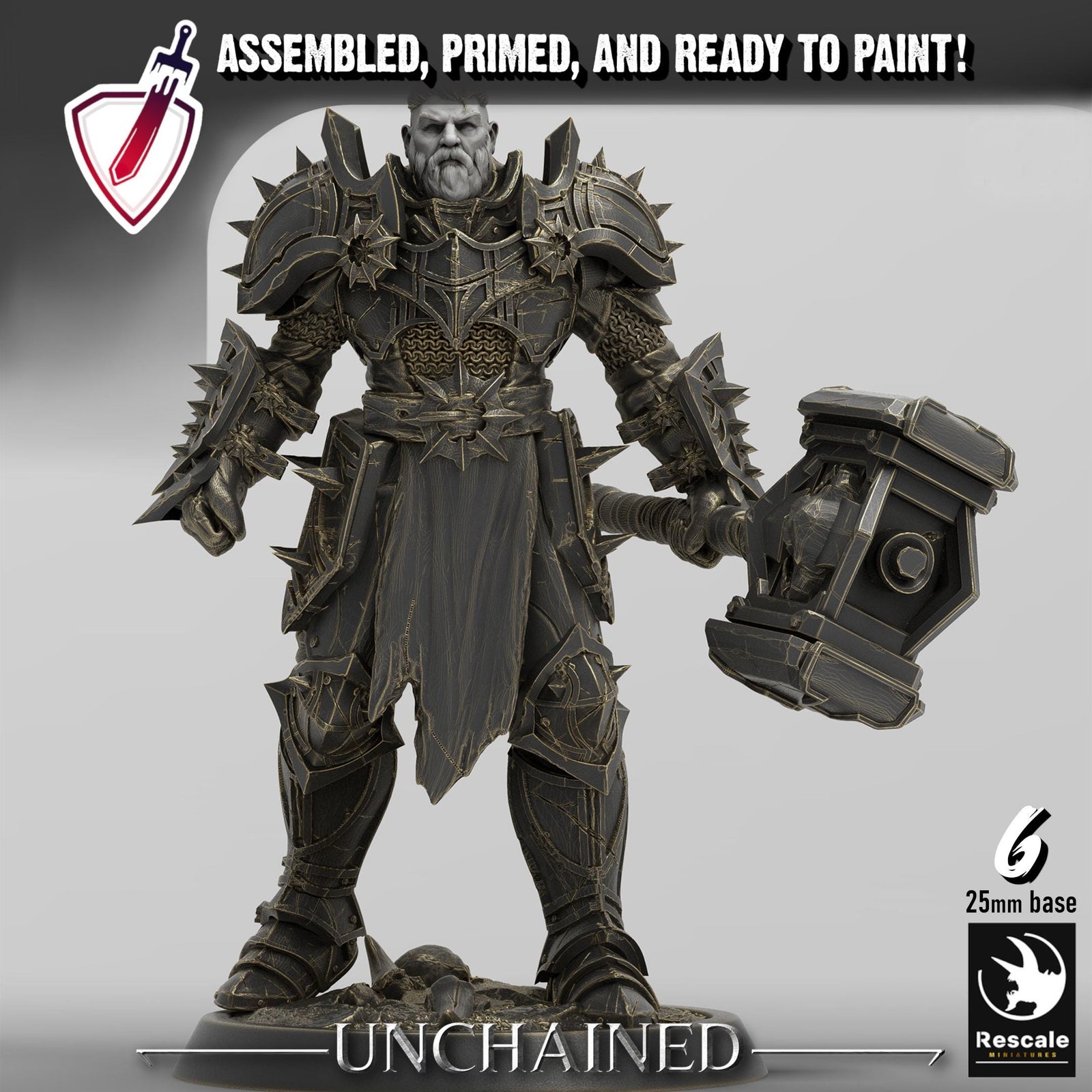 Unchained Commanders | By Rescale Miniatures | Resin Mini for Tabletop Wargames, RPGs, and Painting | Assembled and Primed