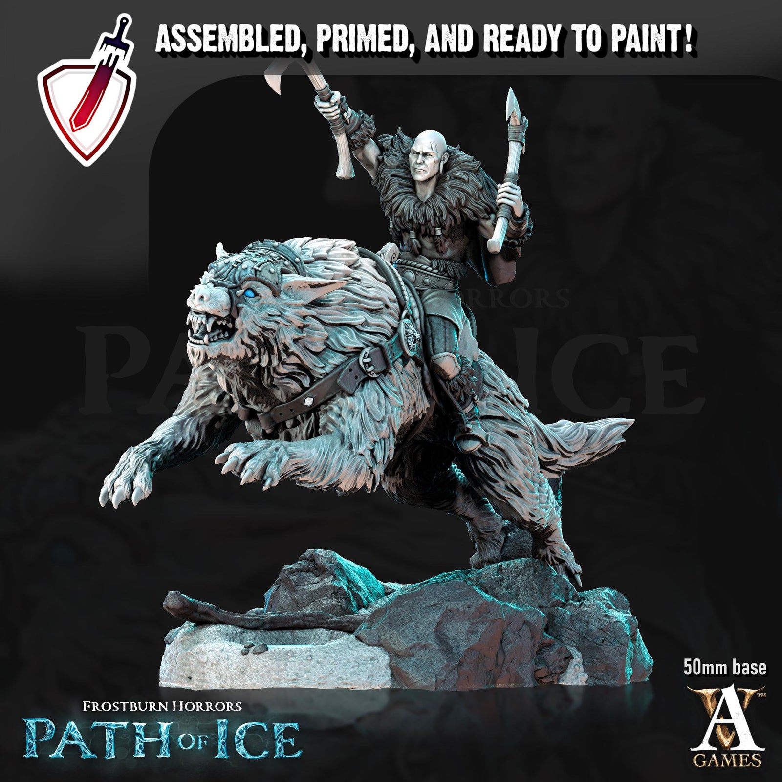 Susimia Icewarg Raiders | Miniature by Archvillain Games | Resin mini for tabletop gaming, D&D, Pathfinder, painting | Assembled and Primed