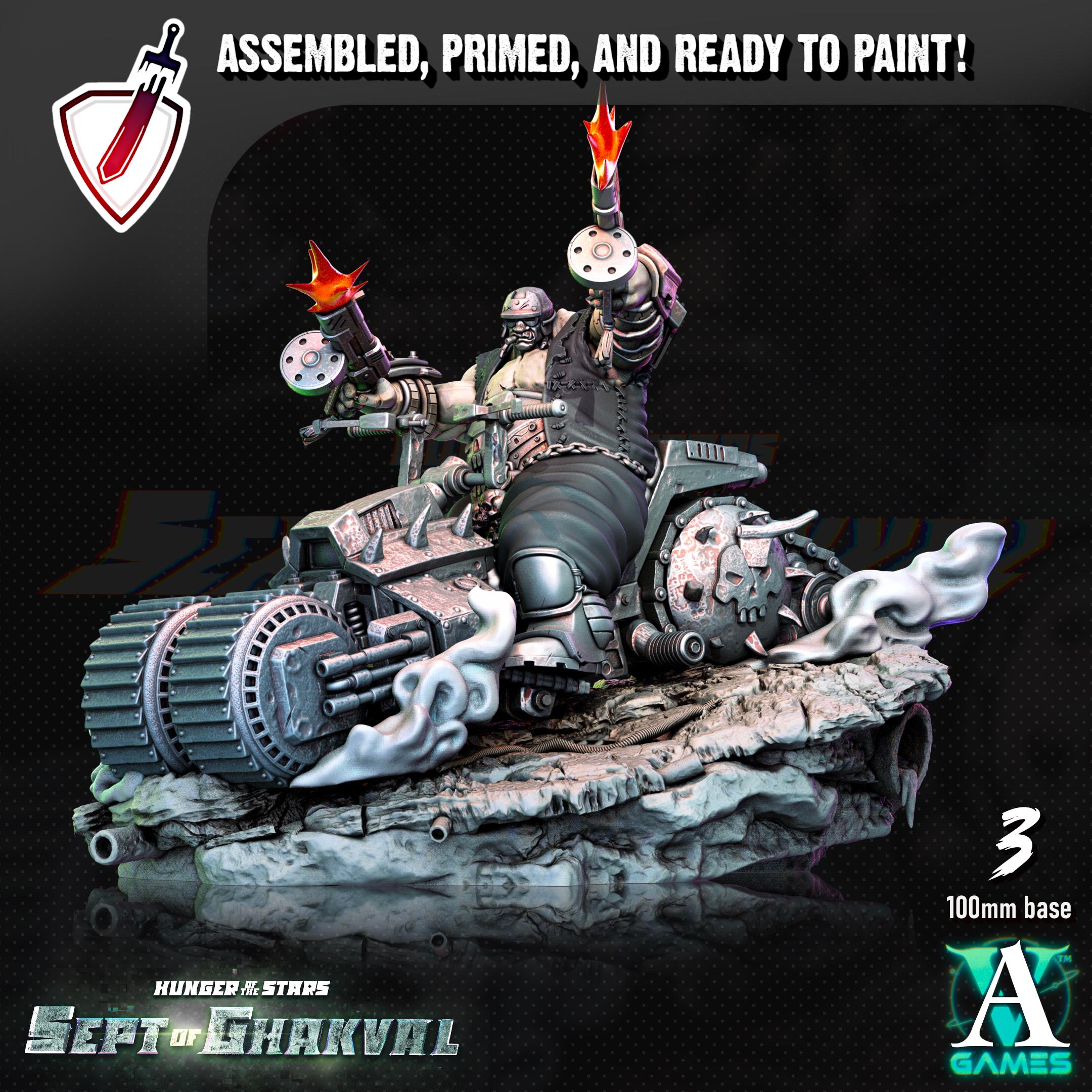 Ghakval Bikers | (Large) Miniatures by Archvillain Games | Resin Mini for Tabletop Wargames, RPGs, and Painting | Assembled and Primed