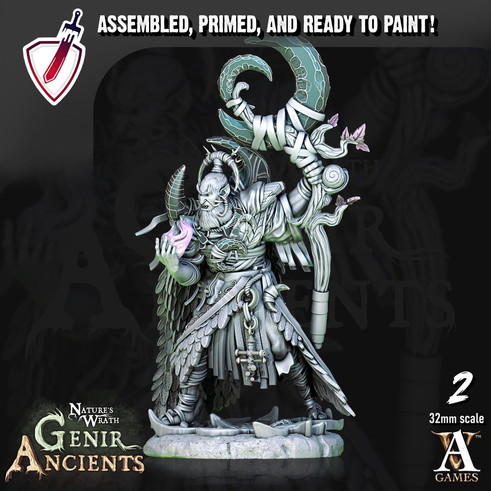 Grovebred Druids | Miniatures by Archvillain Games | Resin mini for tabletop gaming, D&D, Pathfinder, painting | Assembled and Primed