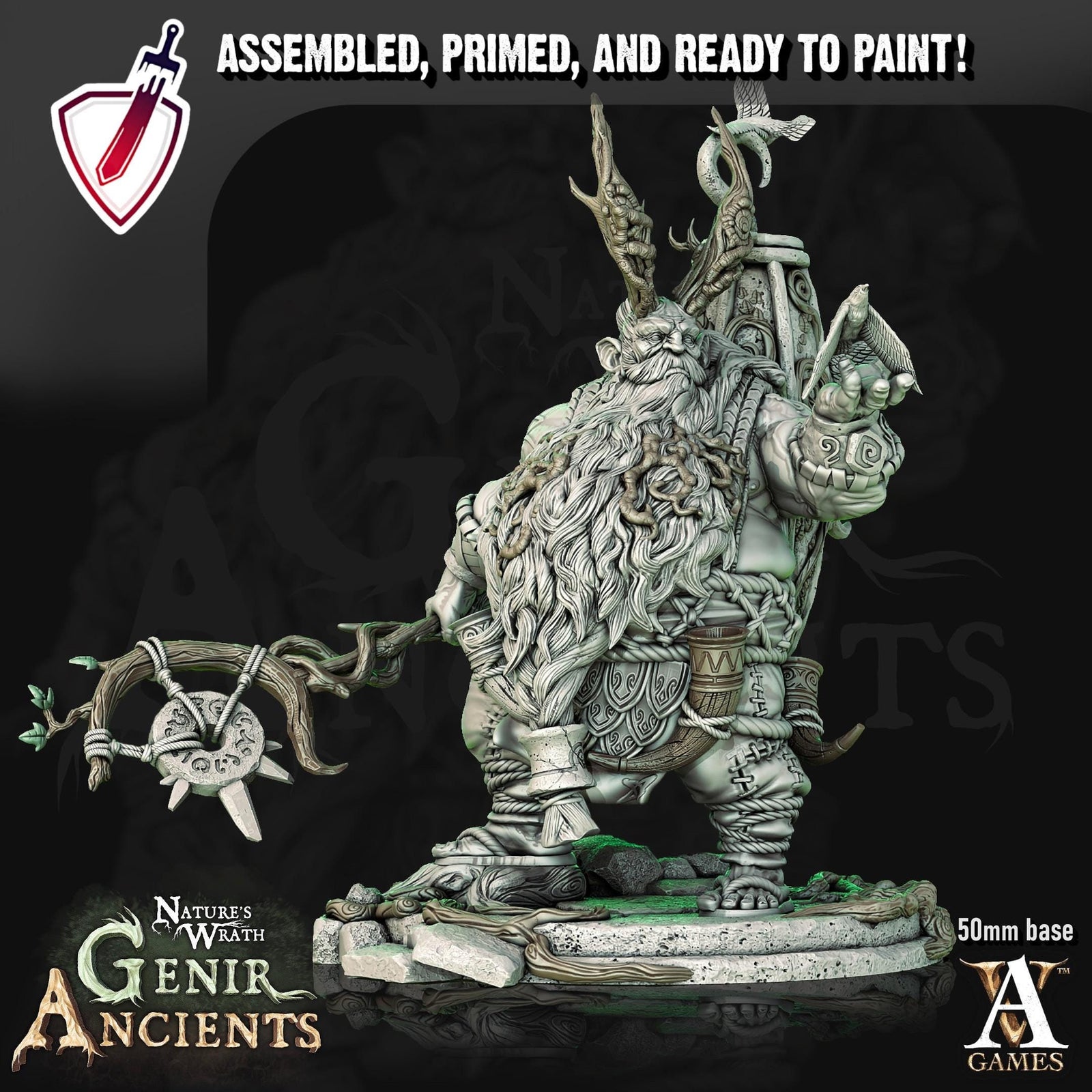 Rootals | Miniatures by Archvillain Games | Resin mini for tabletop gaming, D&D, Pathfinder, painting | Assembled and Primed