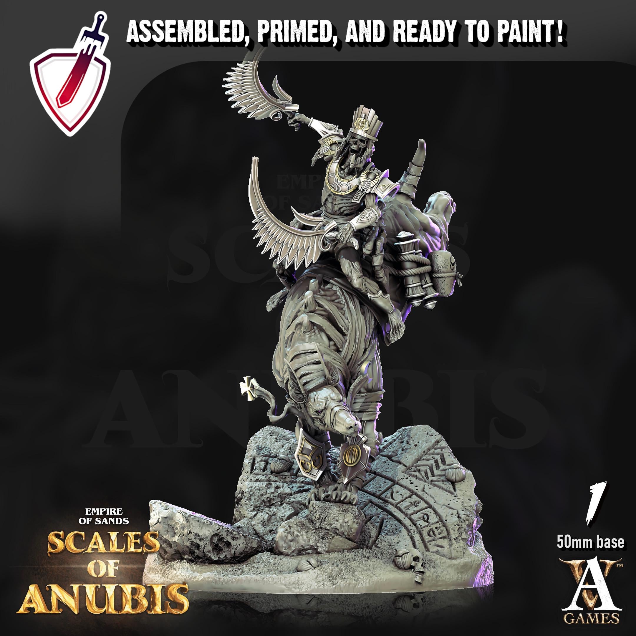 Anubian Wardog Riders | Miniatures by Archvillain Games | Resin Mini For Tabletop Gaming, D&D, Pathfinder, Painting | Assembled and Primed