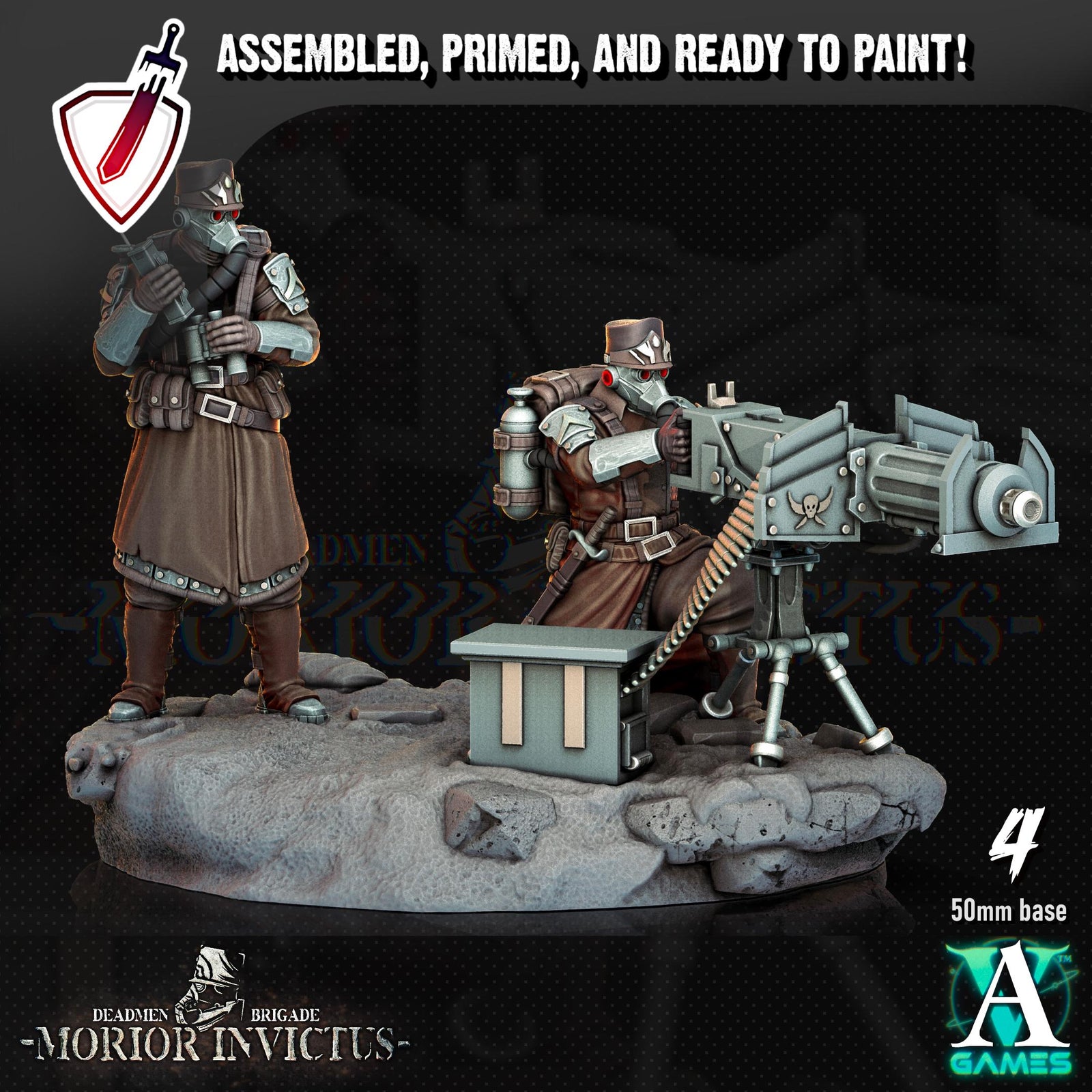 Morior Heavy Infantry | Miniatures by Archvillain Games | Resin Mini for Tabletop Gaming, D&D, Wargaming, Painting | Assembled and Primed