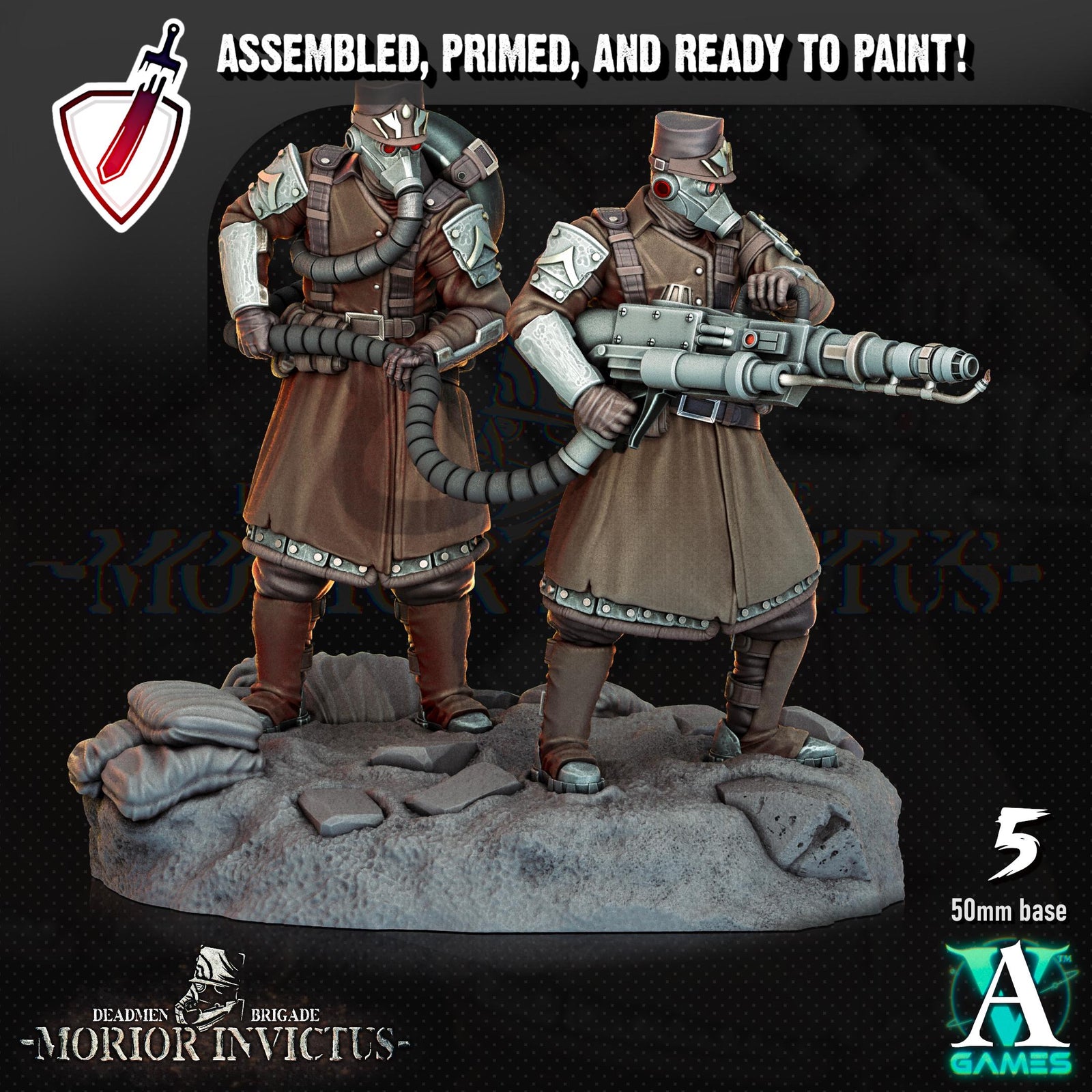 Morior Heavy Infantry | Miniatures by Archvillain Games | Resin Mini for Tabletop Gaming, D&D, Wargaming, Painting | Assembled and Primed