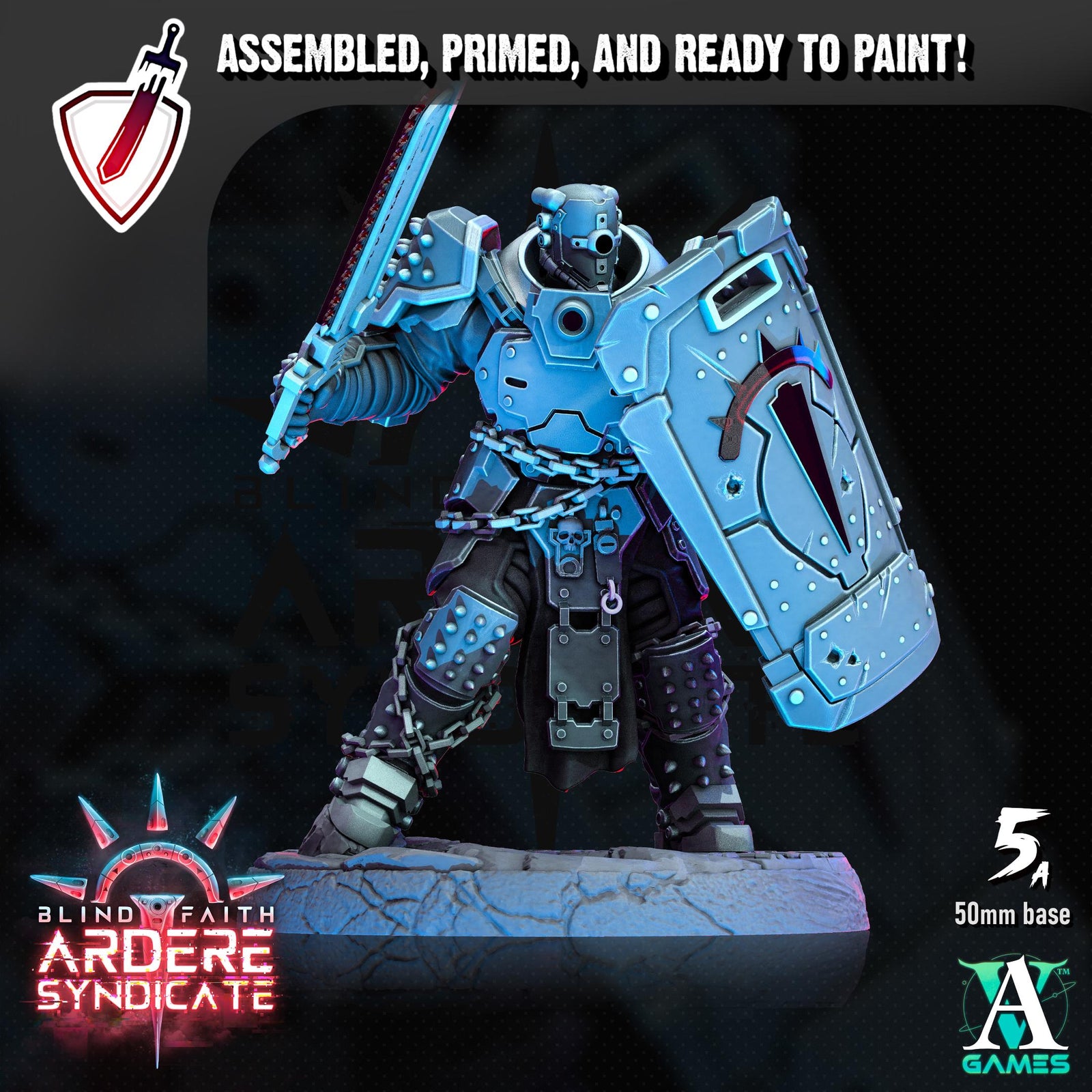 Arderite Heavy Infantry | Miniatures by Archvillain Games | Resin Mini for Tabletop Gaming, D&D, Wargaming, Painting | Assembled and Primed