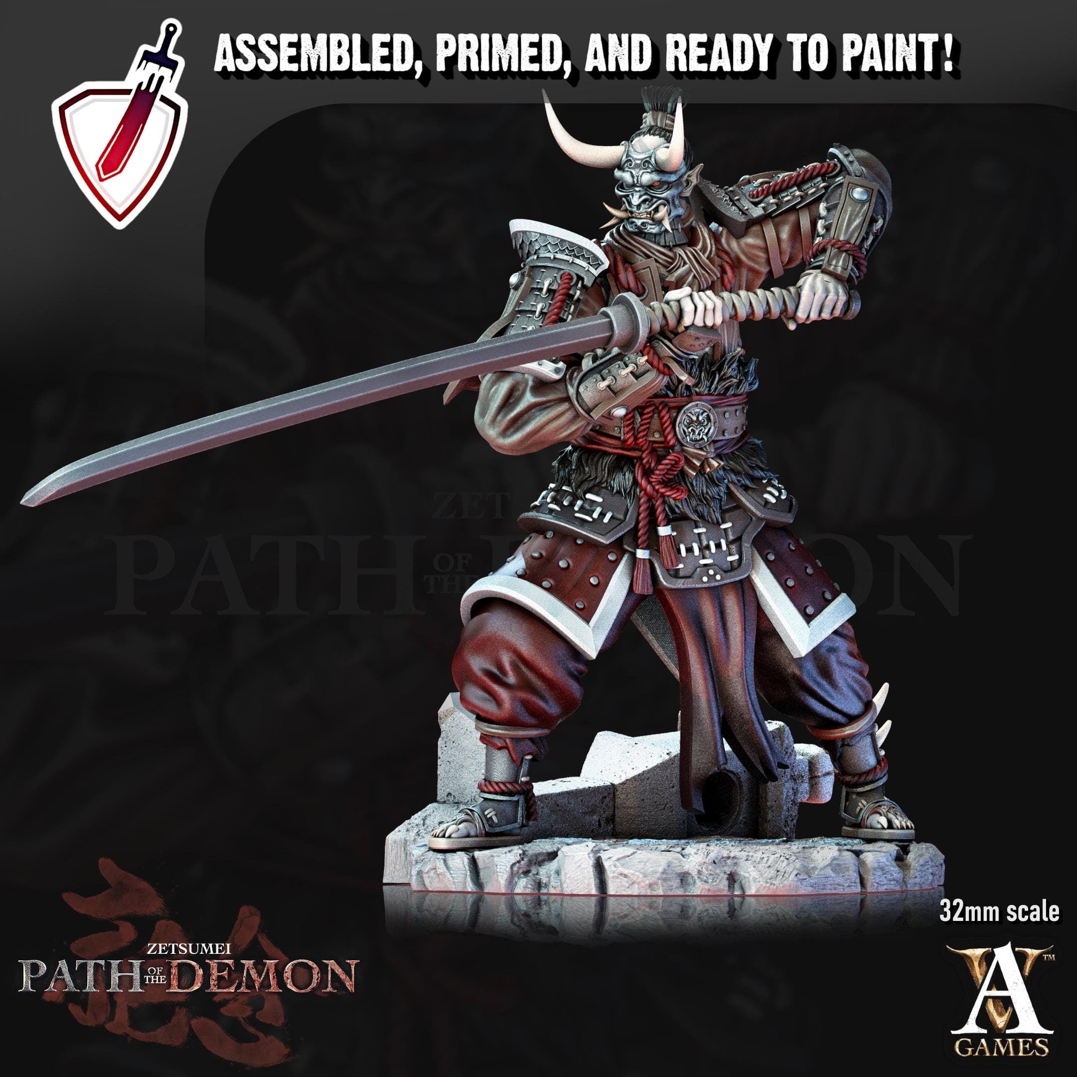 Ire Senshi | Miniatures by Archvillain Games | Resin mini for tabletop gaming, D&D, Pathfinder, and painting | Assembled and Primed