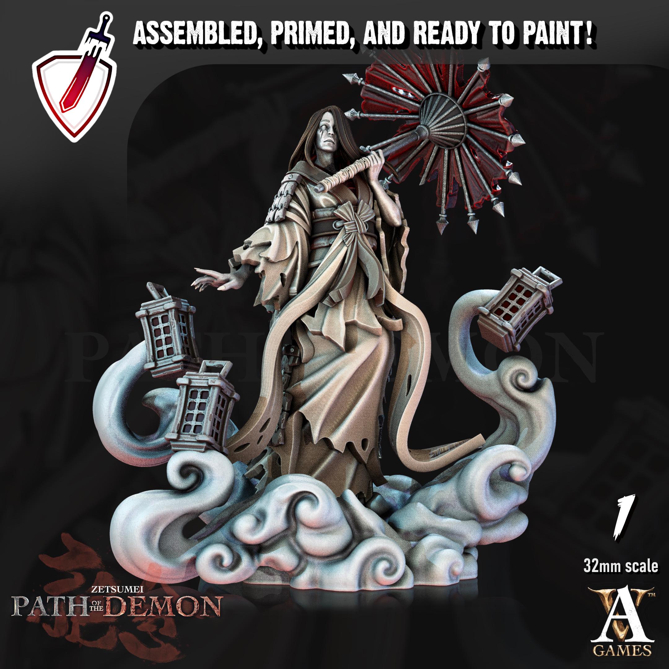 Kemuri Onna | Miniatures by Archvillain Games | Resin mini for tabletop gaming, D&D, Pathfinder, and painting | Assembled and Primed