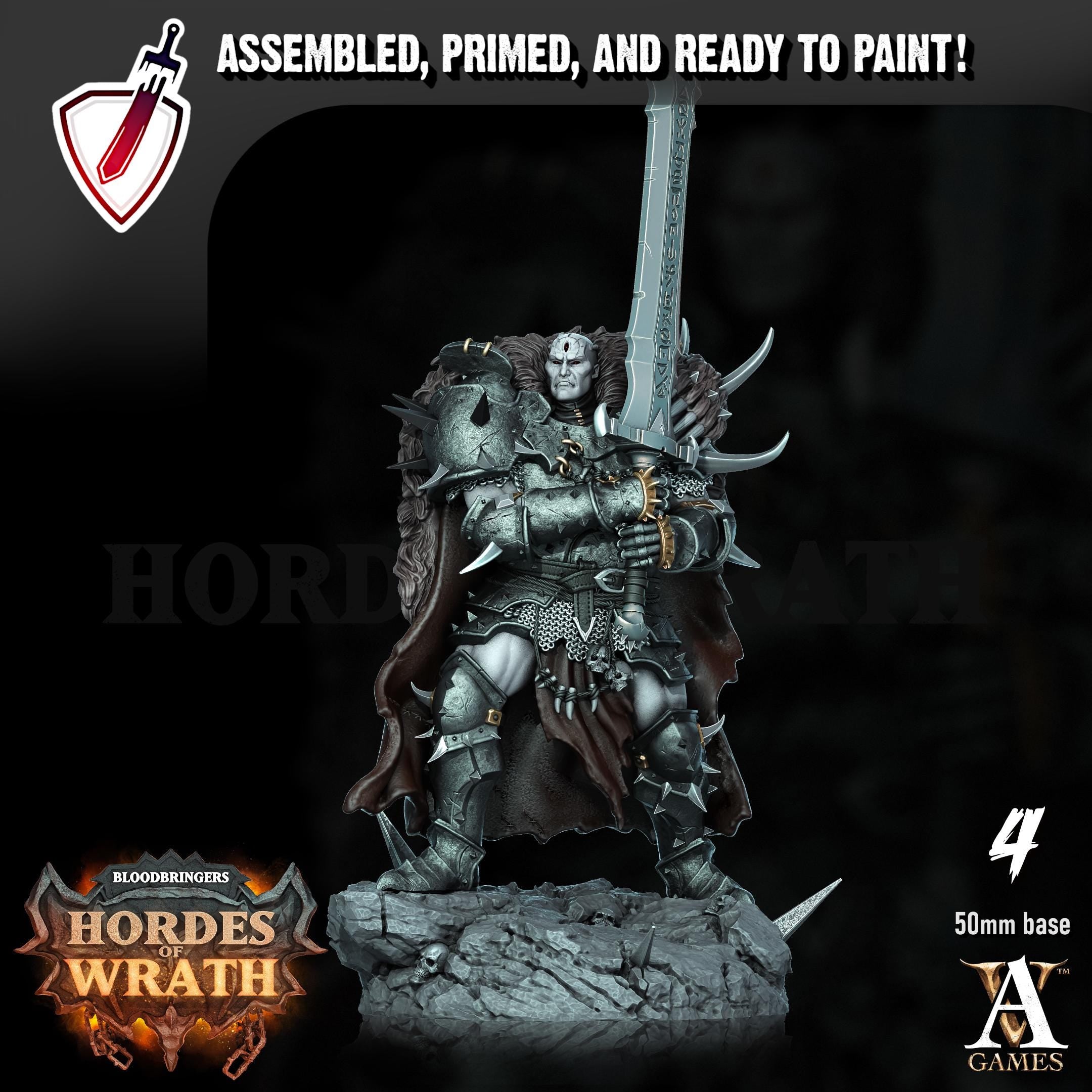 Gorkal Blessed Champions | Miniature by Archvillain Games | Resin mini for tabletop gaming, D&D, Pathfinder, painting | Assembled and Primed