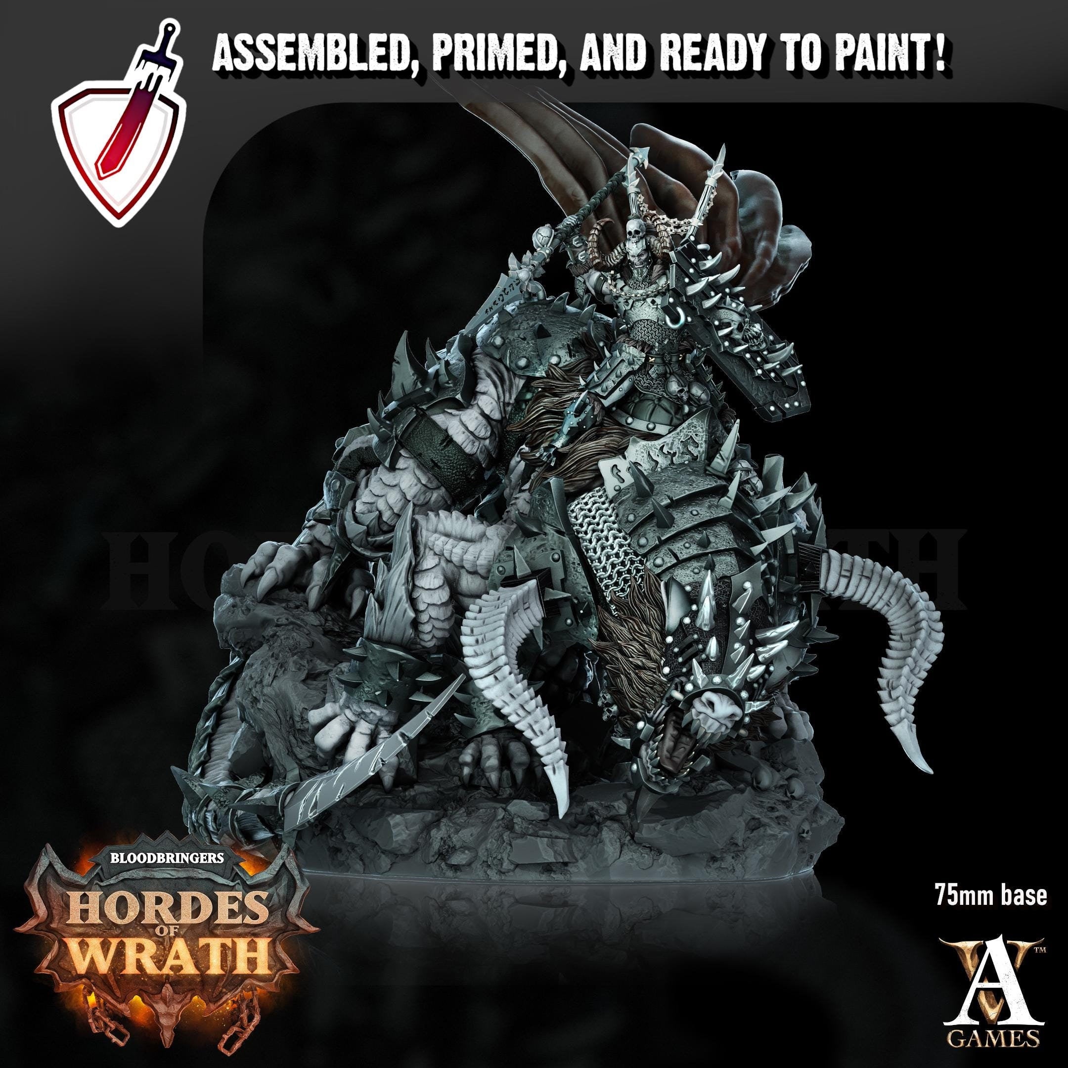 Grumlak Riders | (Large) Miniatures by Archvillain Games | Resin mini for tabletop gaming, D&D, Pathfinder, painting | Assembled and Primed