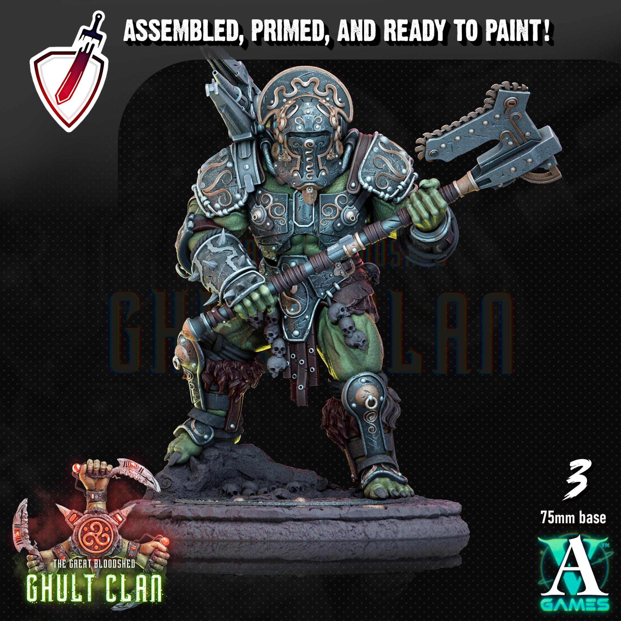 Ghult Varrak | (Large) Miniatures by Archvillain Games | Resin Mini for Tabletop Gaming, D&D, Wargaming, Painting | Assembled and Primed