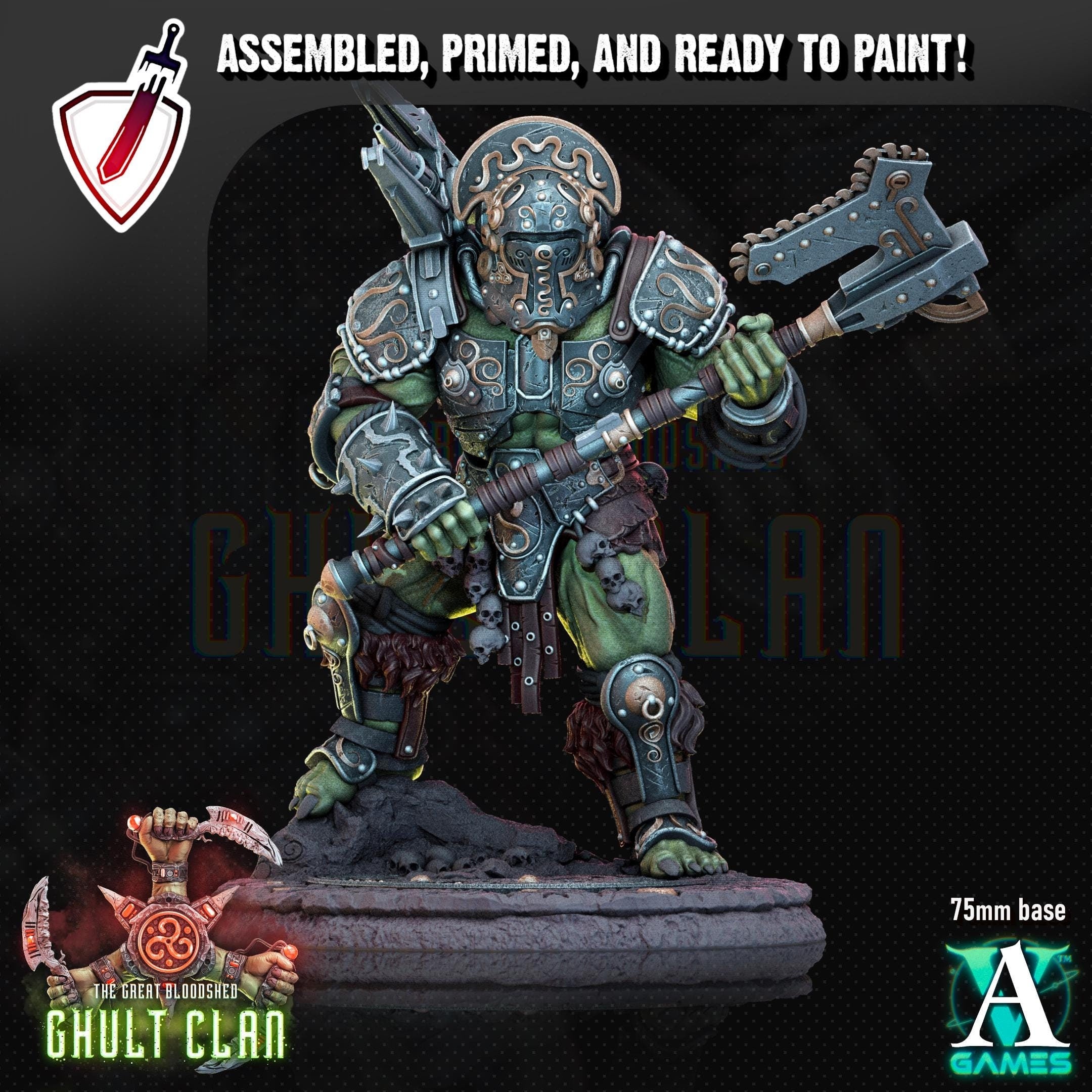Ghult Varrak | (Large) Miniatures by Archvillain Games | Resin Mini for Tabletop Gaming, D&D, Wargaming, Painting | Assembled and Primed