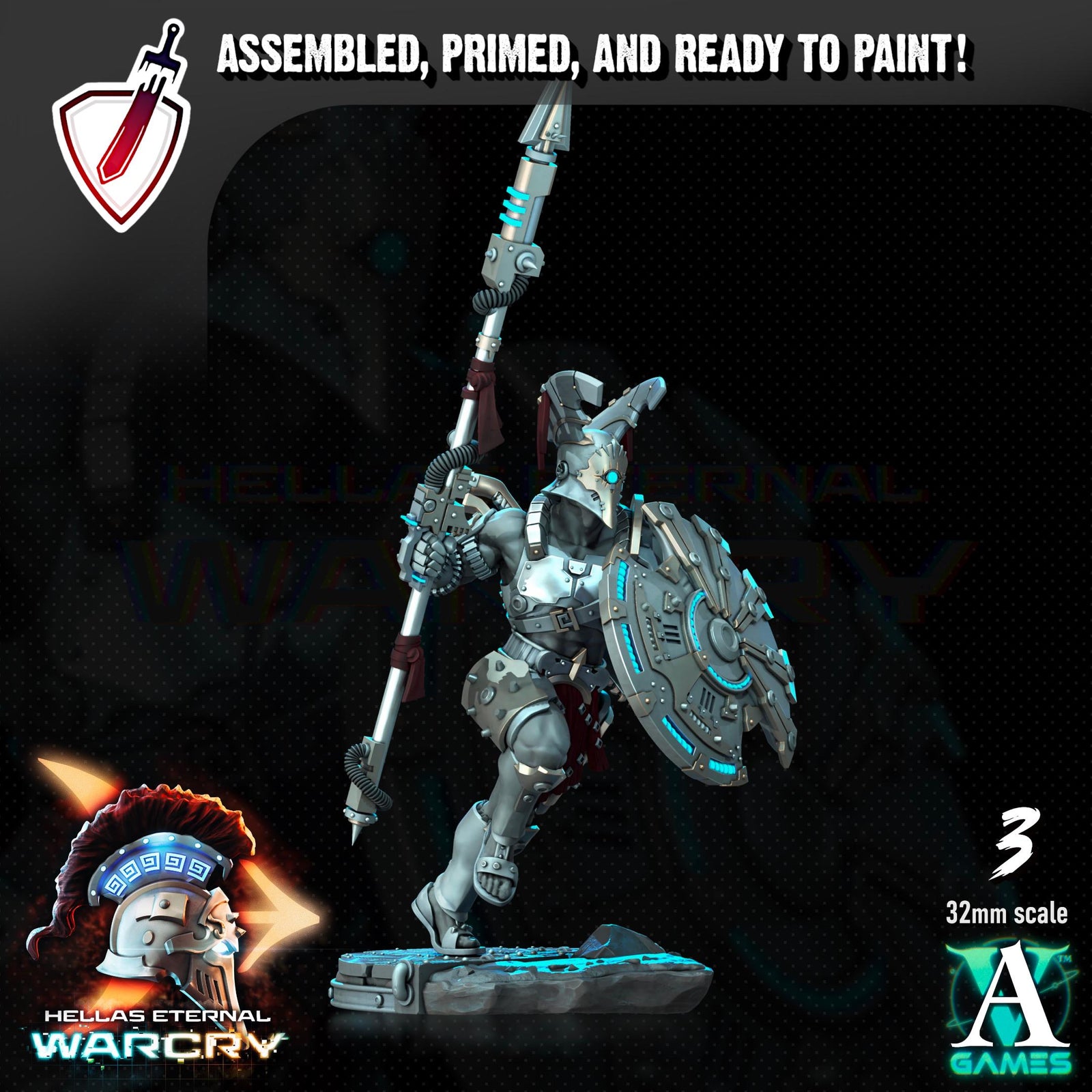 Oplites | Miniatures by Archvillain Games | Resin Mini for Tabletop Gaming, D&D, Wargaming, Painting | Assembled and Primed