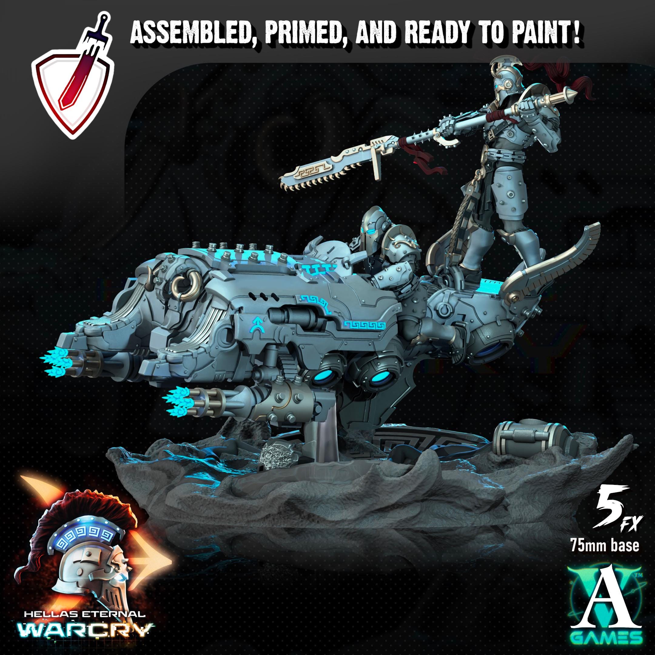 Elefsis with Riders | Miniatures by Archvillain Games | Resin Mini for Tabletop Gaming, D&D, Wargaming, Painting | Assembled and Primed