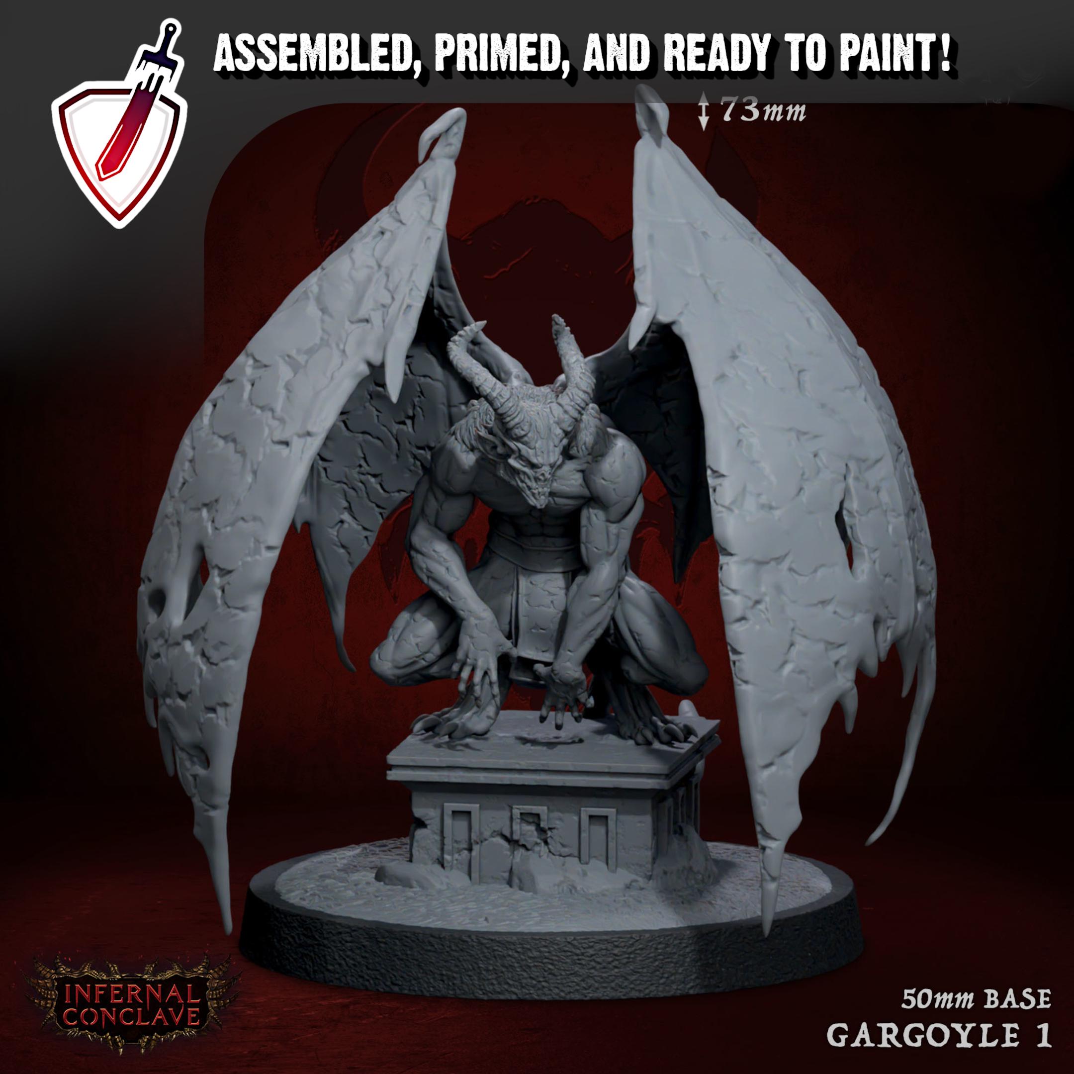 Gargoyles | Miniature by Mammoth Factory | Resin Mini For Tabletop Gaming, D&D, Pathfinder, and Painting | Assembled and Primed