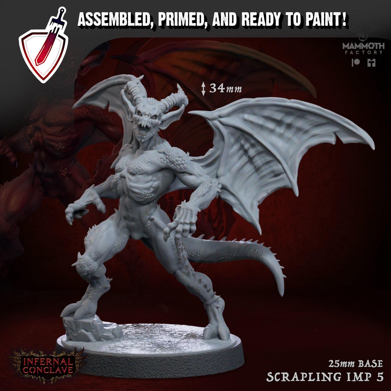 Scrapling Imps | Miniature by Mammoth Factory | Resin Mini For Tabletop Gaming, D&D, Pathfinder, and Painting | Assembled and Primed