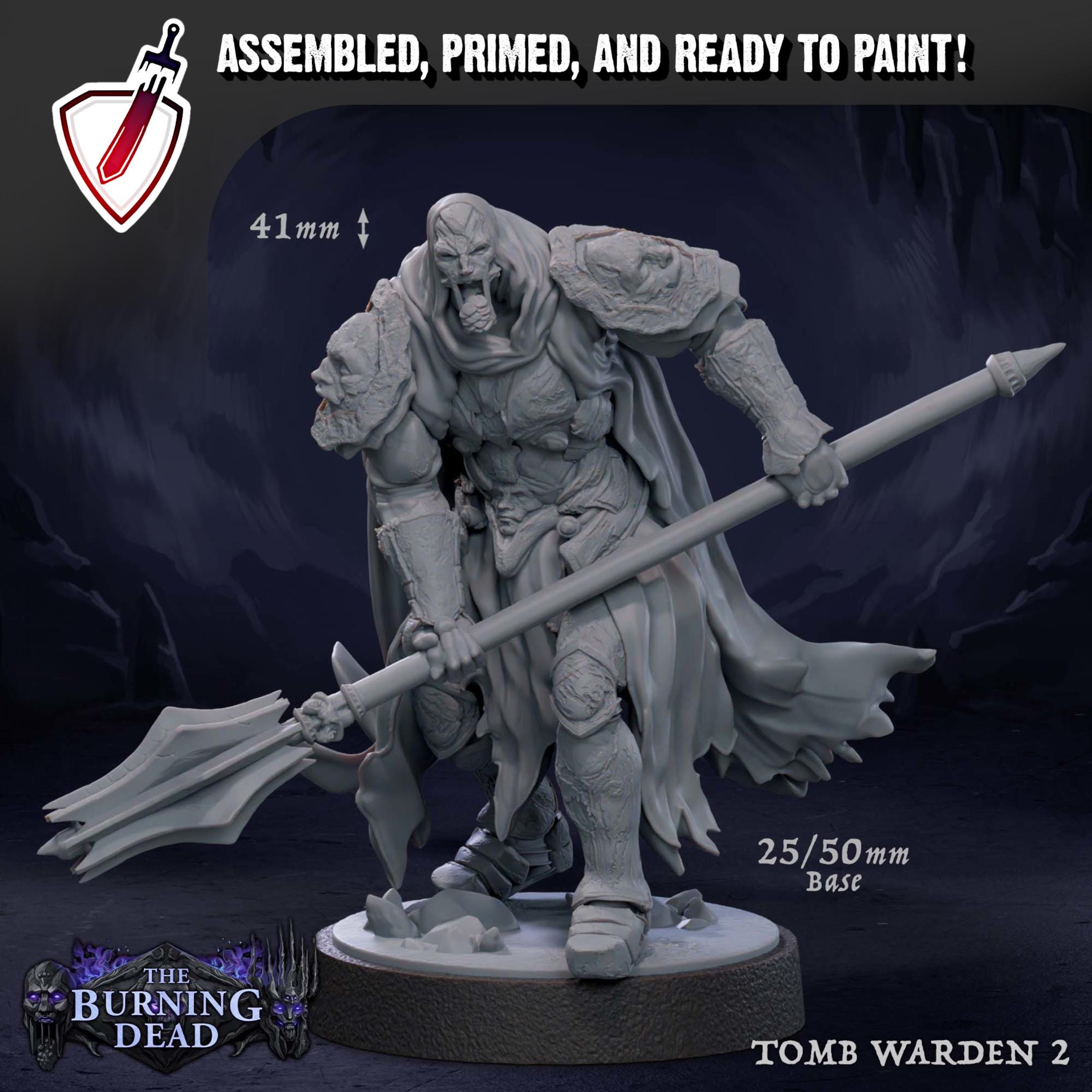 Tomb Warden | Miniatures by Mammoth Factory | Resin Mini For Tabletop Gaming, D&D, Pathfinder, and Painting | Assembled and Primed