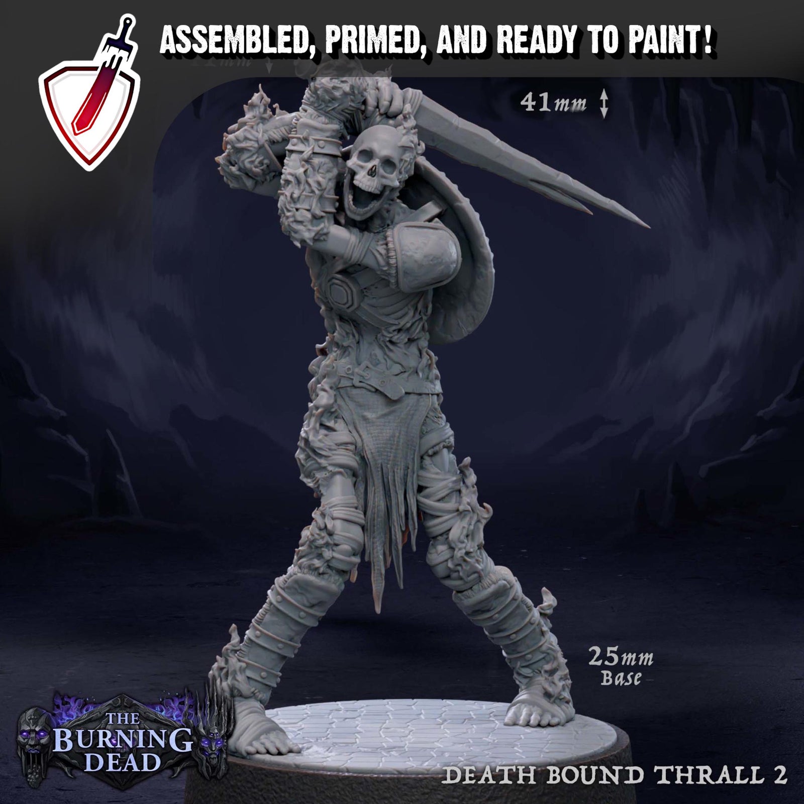 Death Bound Thrall (1-4) | Miniatures by Mammoth Factory | Resin Mini For Tabletop Gaming, D&D, Pathfinder, Painting | Assembled and Primed
